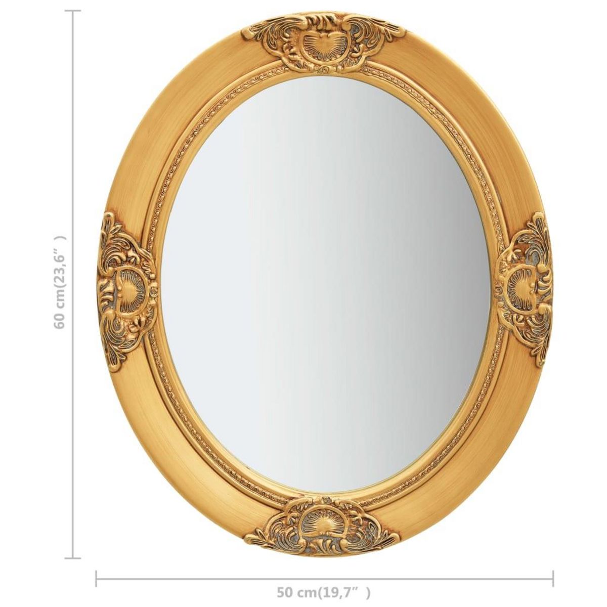 VIDAXL Miroir mural style baroque 50x60 cm Dore