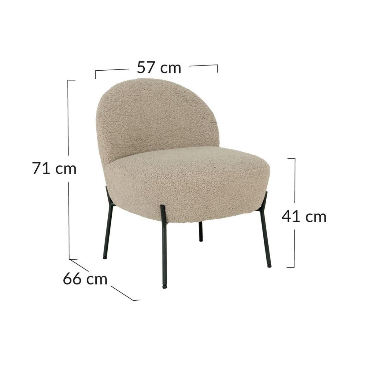 LISA DESIGN Renato - fauteuil avec pieds en acier - en tissu bouclette
