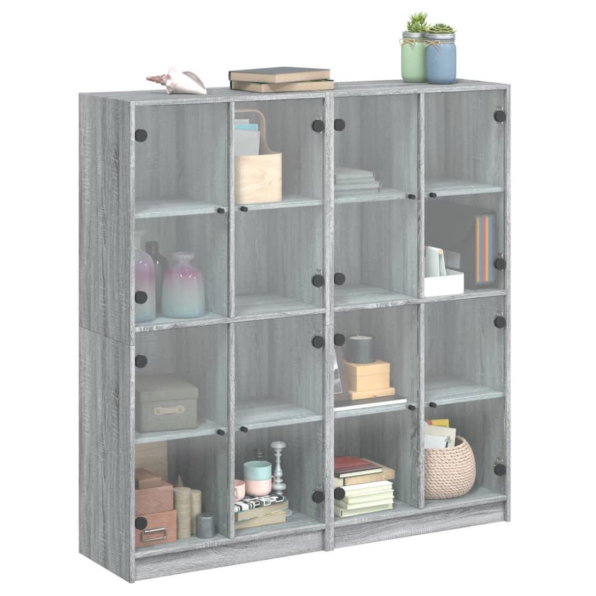 Voir la diapositive 5 : VIDAXL Bibliotheque avec portes sonoma gris 136x37x142 cm