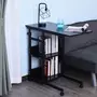 HOMCOM Table de lit/fauteuil - table roulante - hauteur réglable - 2 étagères intégrées - panneaux particules E1 métal noir