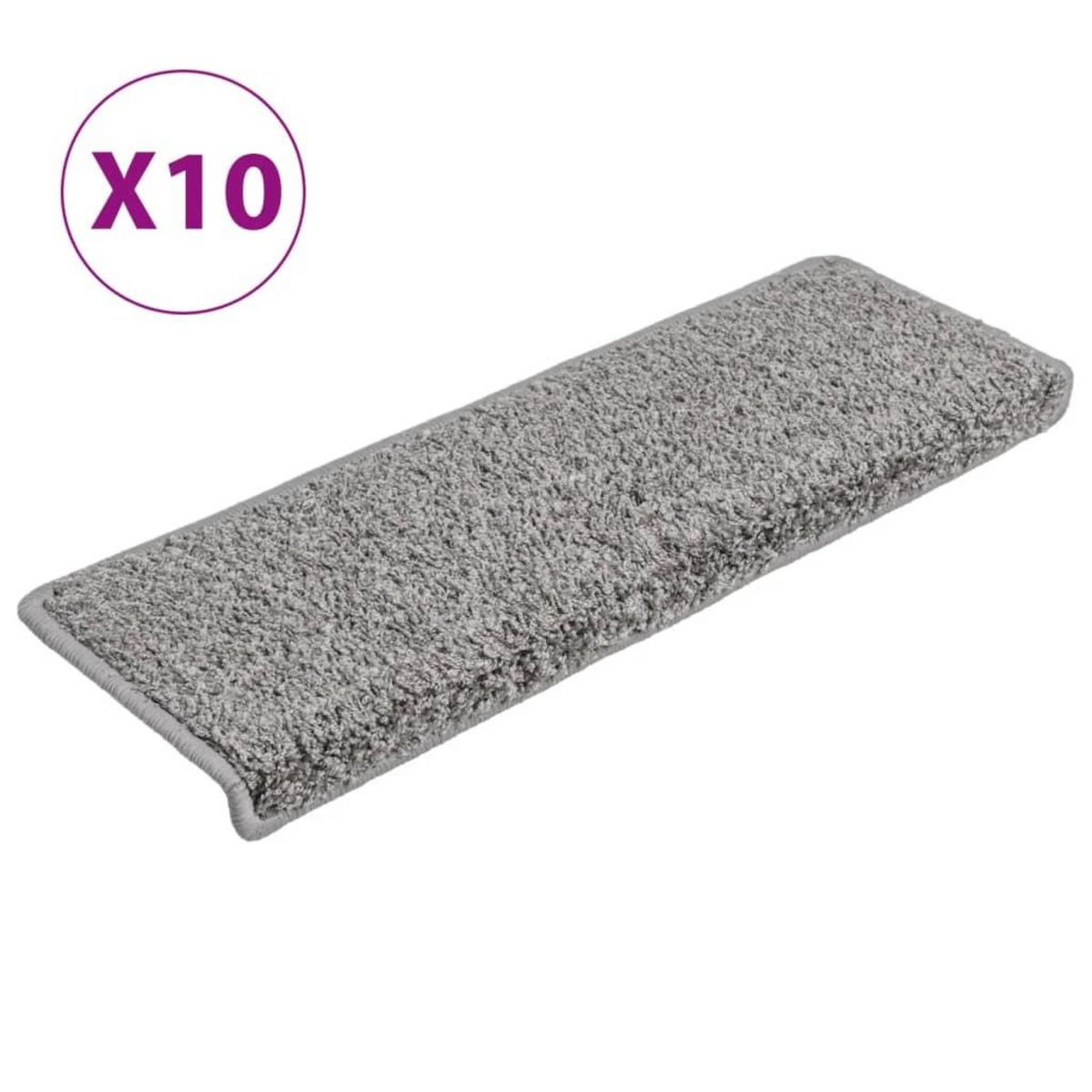 VIDAXL Tapis d'escalier 10 pcs 65x21x4 cm Gris