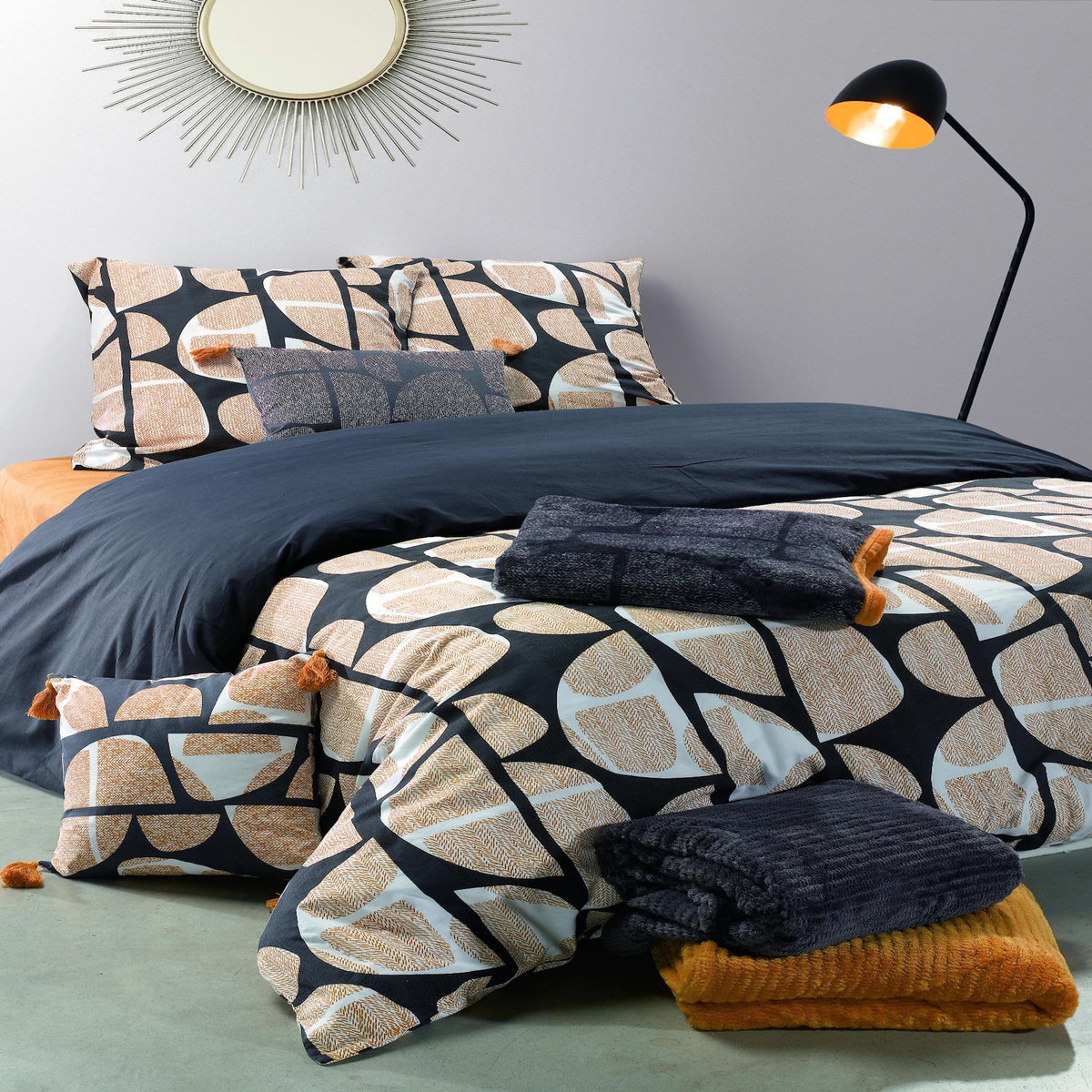 Les Ateliers du Linge Coussin imprimé polycoton nobaly réversible déhoussable