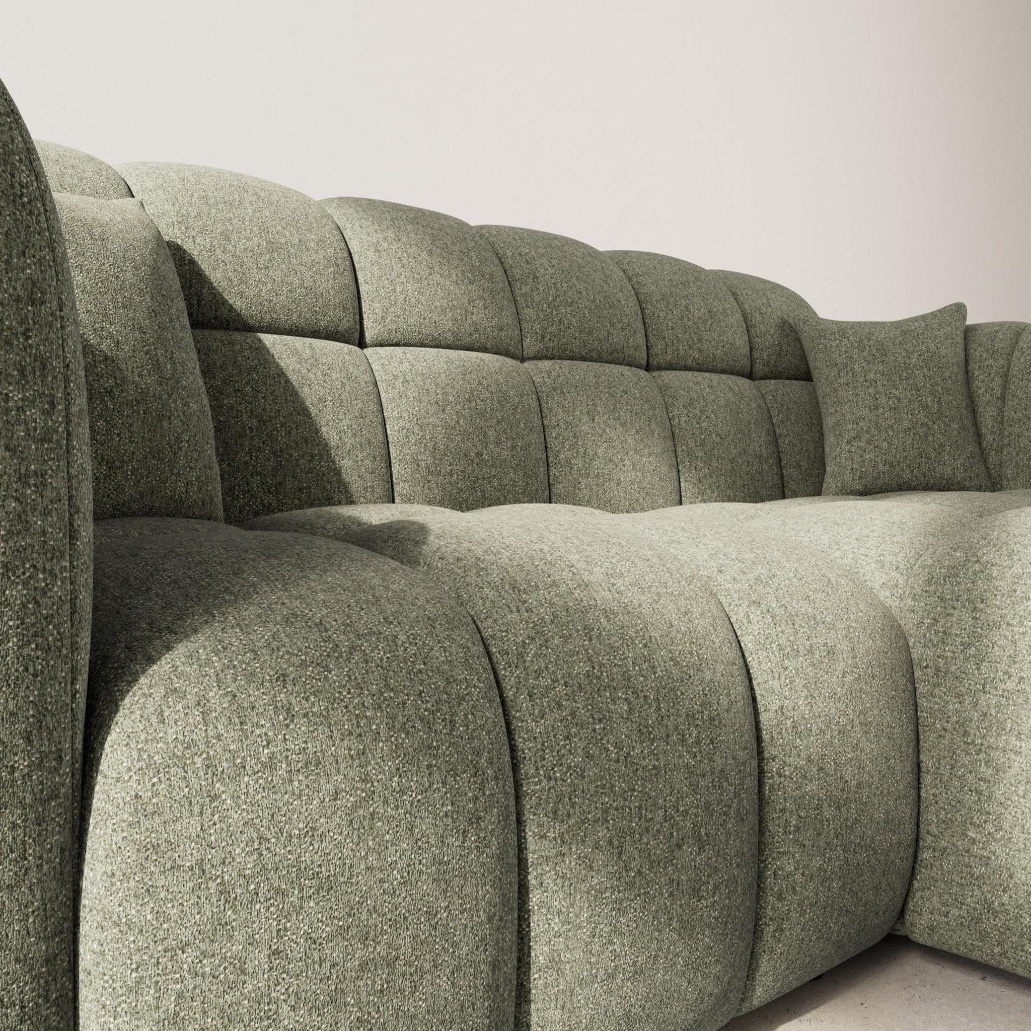 Voir la diapositive 4 : BEST MOBILIER Mini ray - canapé d'angle droit 4 places en tissu texturé