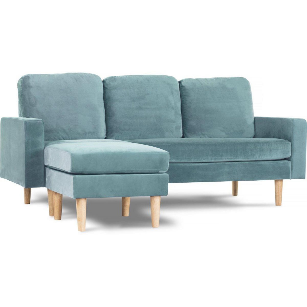 Habitat et Jardin Canapé d'angle réversible en velours  Gabby  - 3 places - Bleu Canard