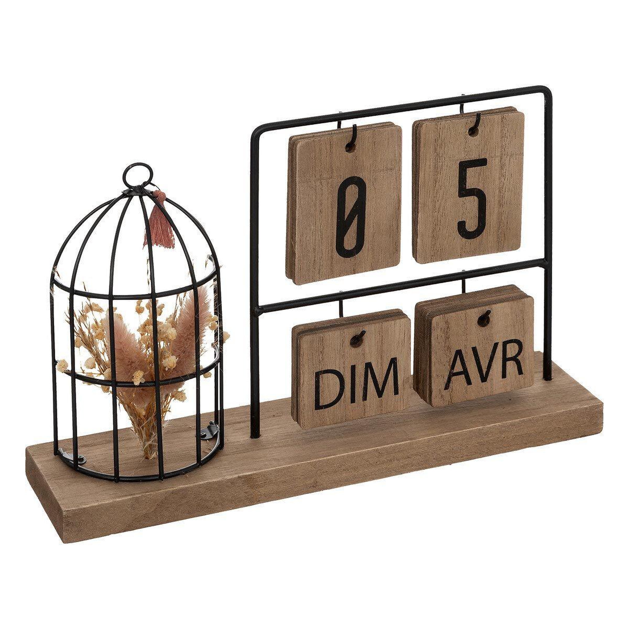 ATMOSPHERA Calendrier en bois  preston  29cm naturel