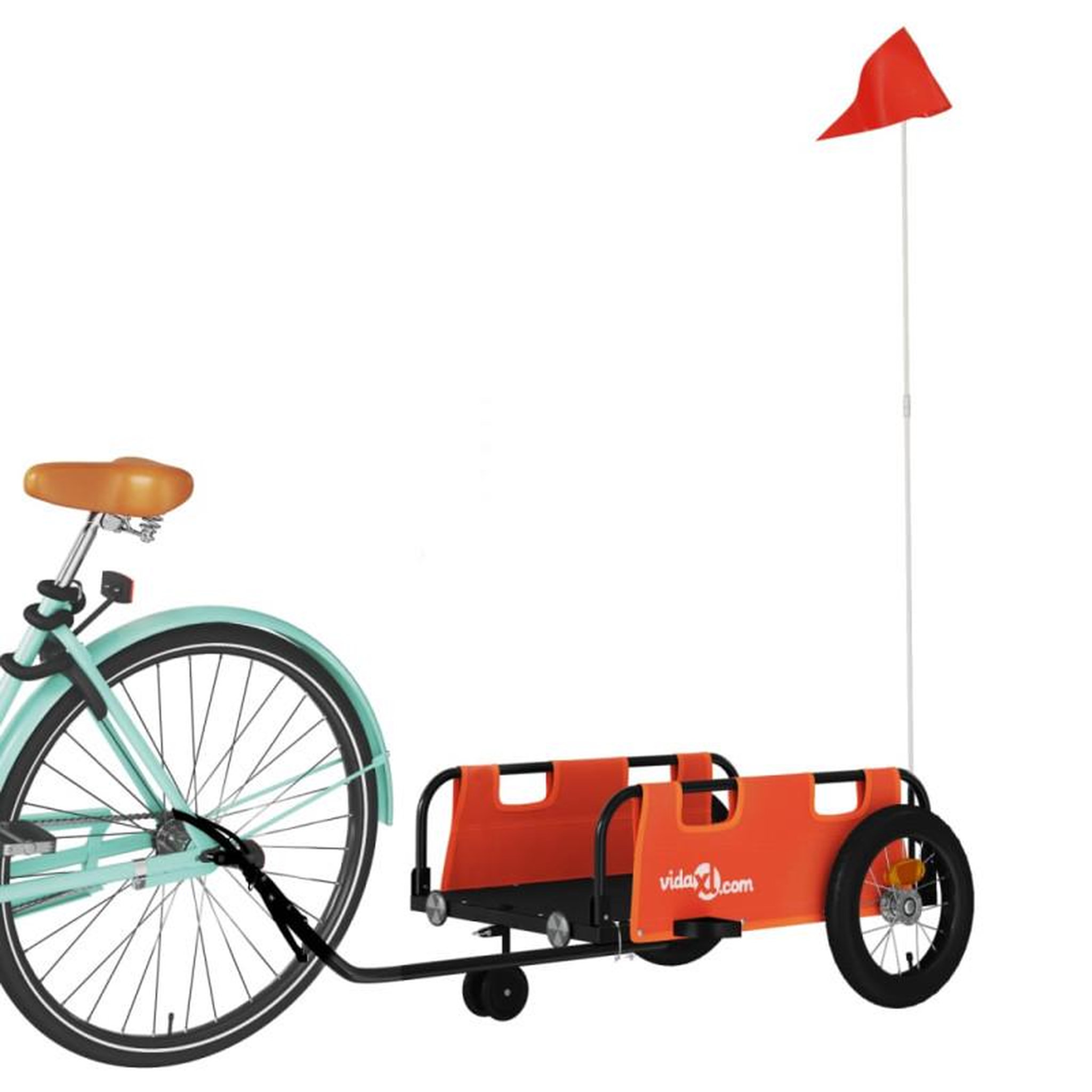 Voir la diapositive 3 : VIDAXL Remorque de vélo orange tissu oxford et fer