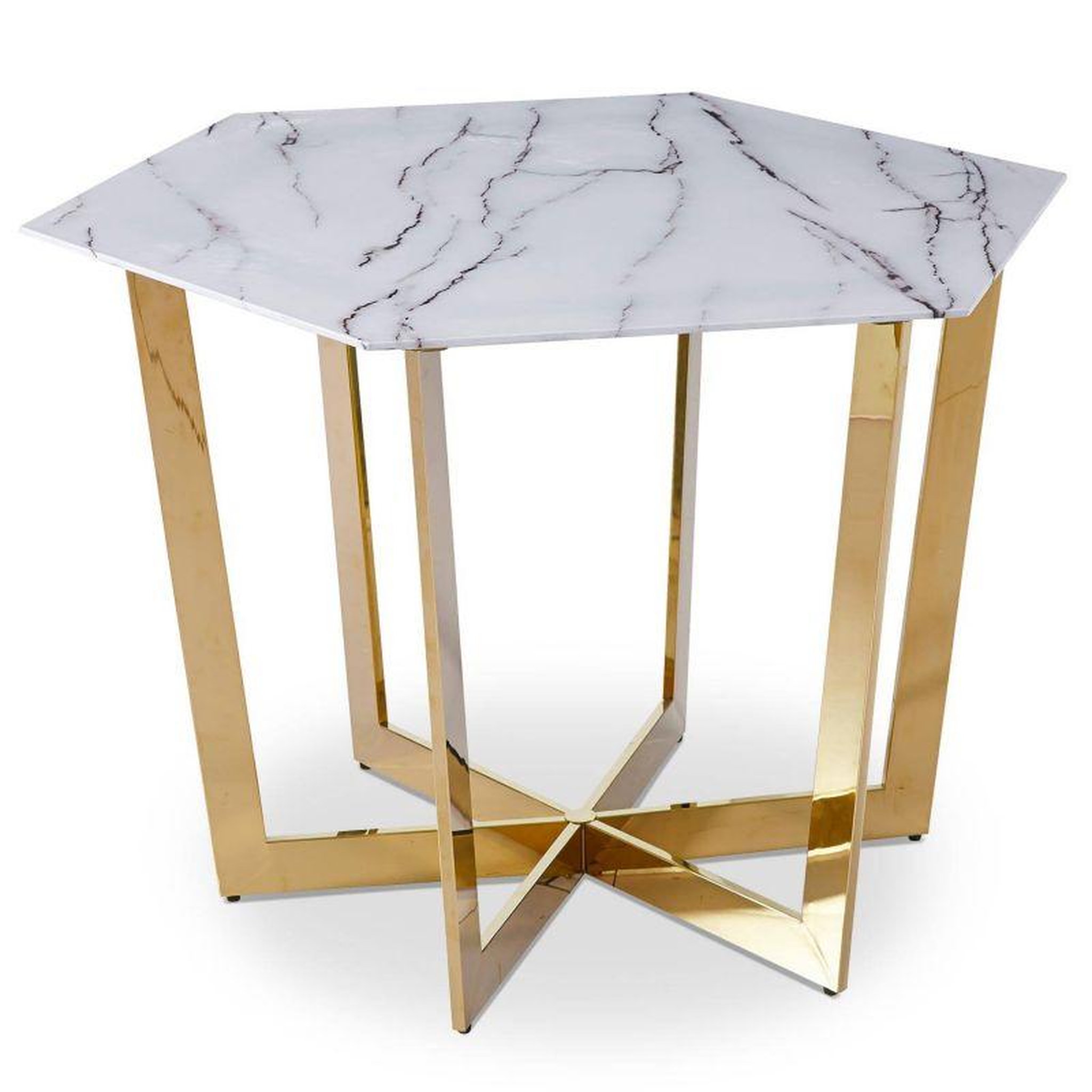 Voir la diapositive 1 : Paris Prix Table de Repas Design  Dizazi  120cm Blanc & Or