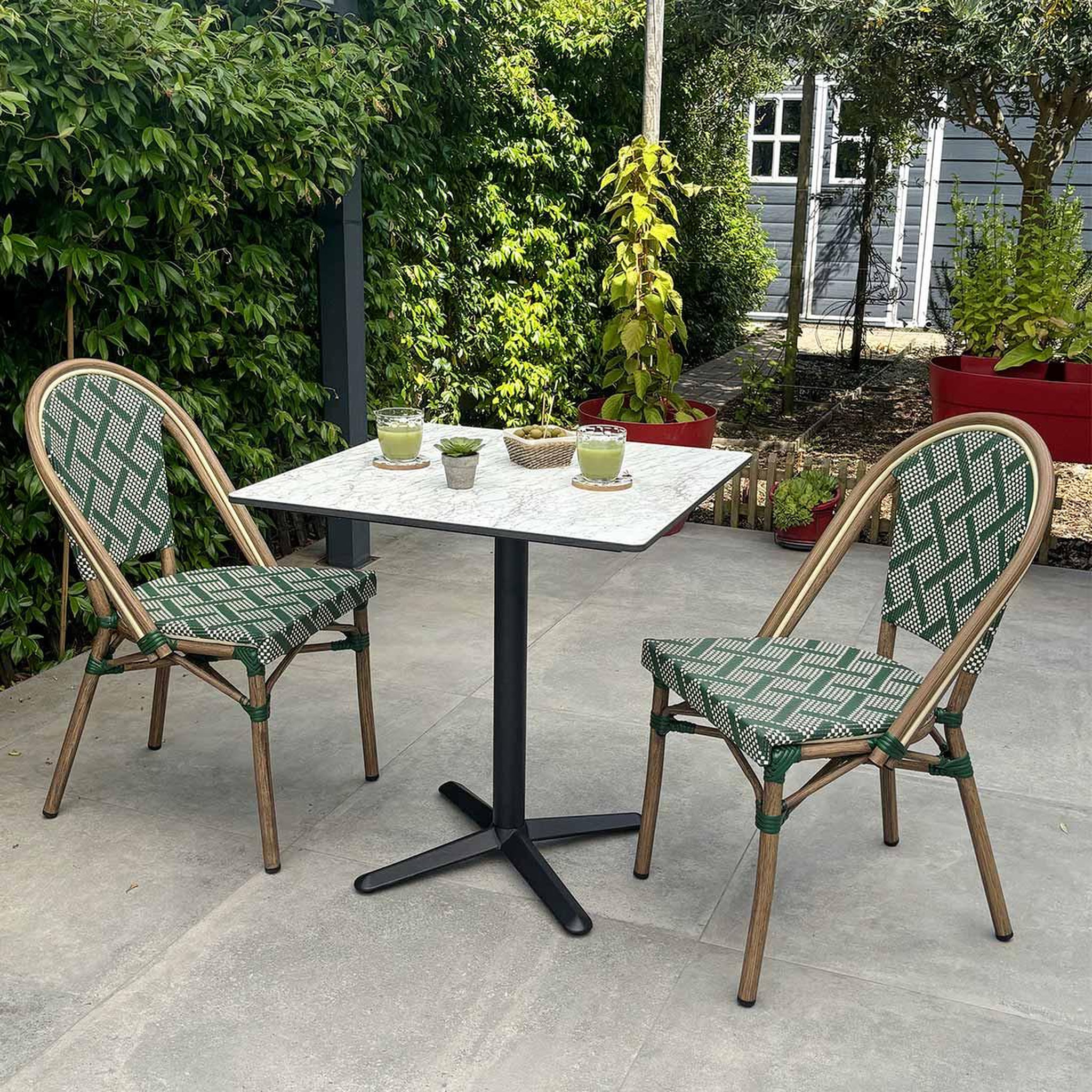 Voir la diapositive 2 : Paris Prix Ensemble Table de Jardin & 2 Chaises  Bistro  70cm Vert