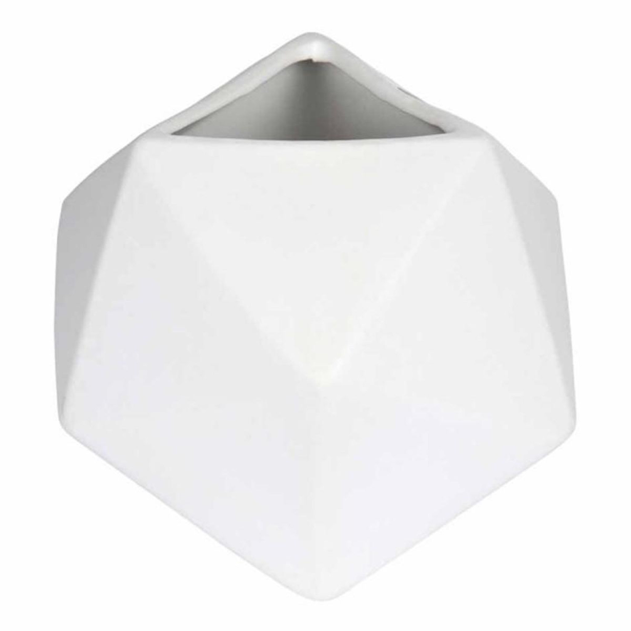 HOMEA Vase déco en céramique  geometrik  19cm blanc