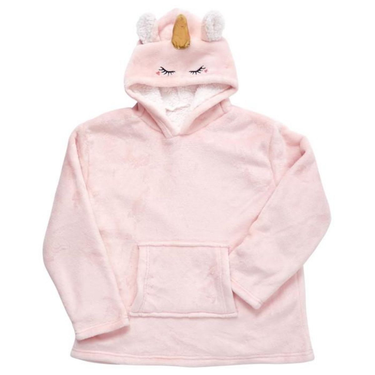 Paris Prix Plaid Sweat Enfant  Licorne  6-9ans Rose & Blanc
