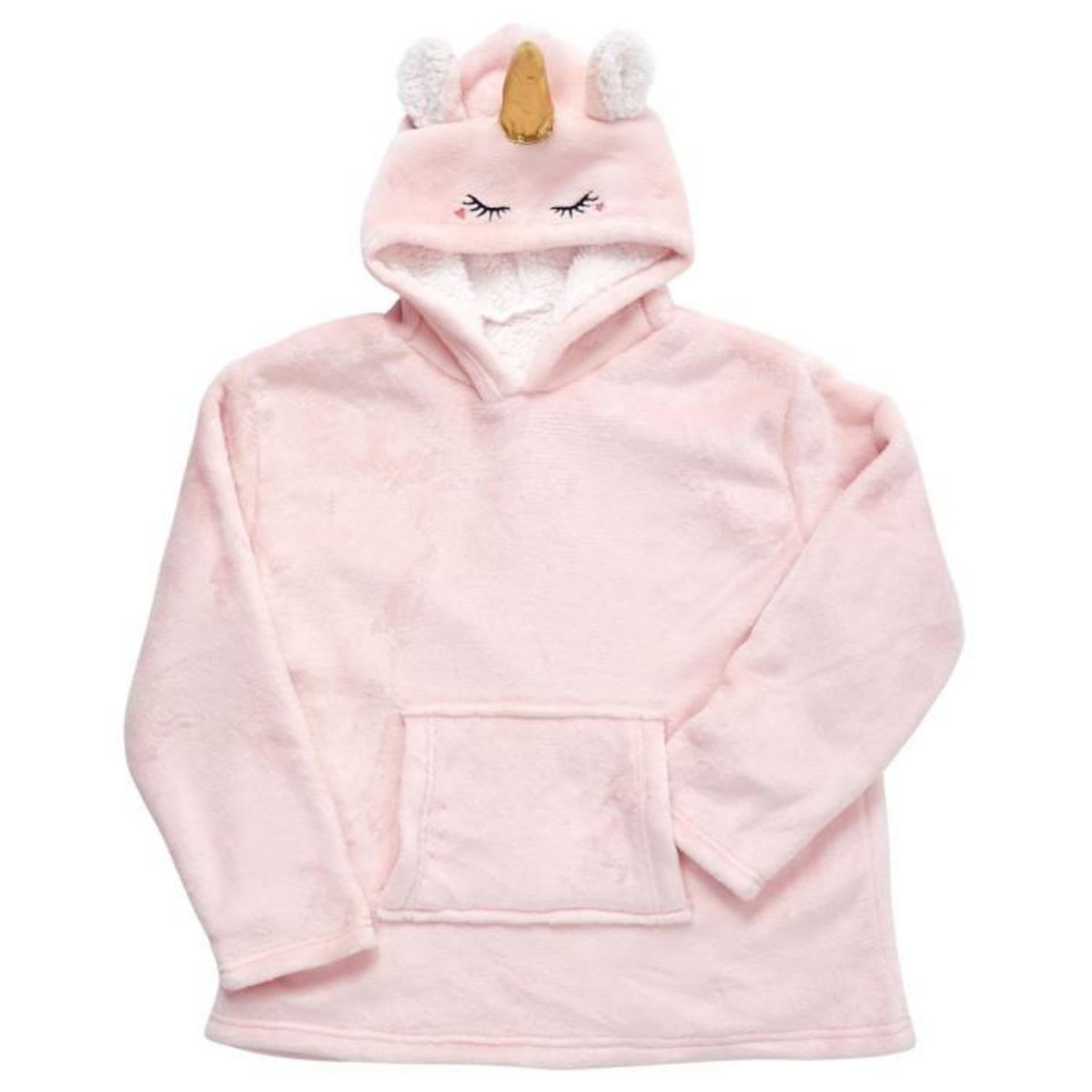 Paris Prix Plaid Sweat Enfant  Licorne  6-9ans Rose & Blanc