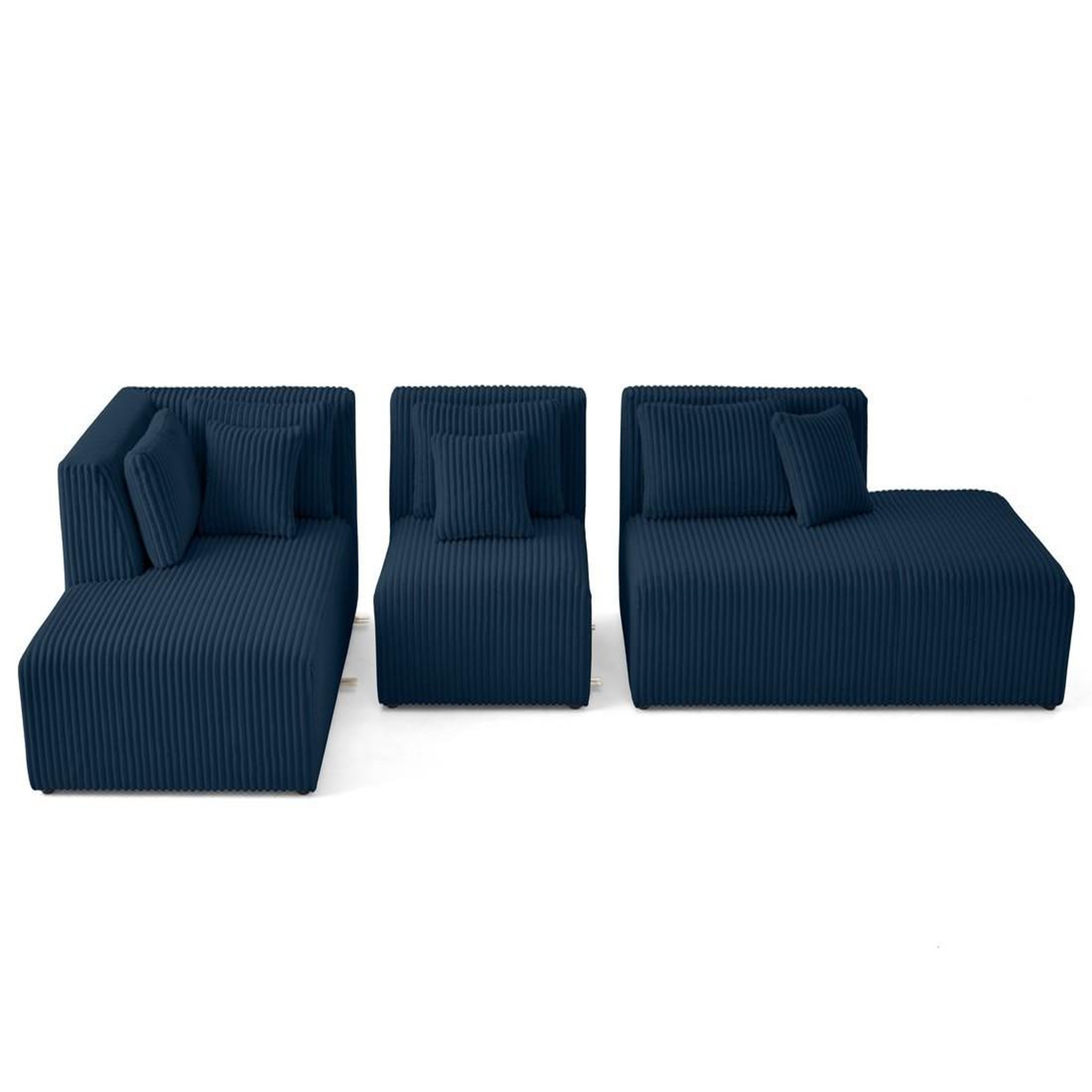 Voir la diapositive 5 : LISA DESIGN Victoire - canapé modulable d'angle gauche 5 places en velours côtelé grosses côtes