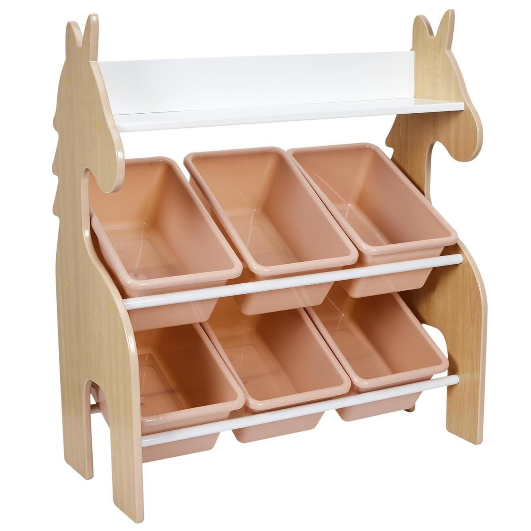 HOME DECO KIDS Meuble de rangement 6 bacs  licorne  71cm rose