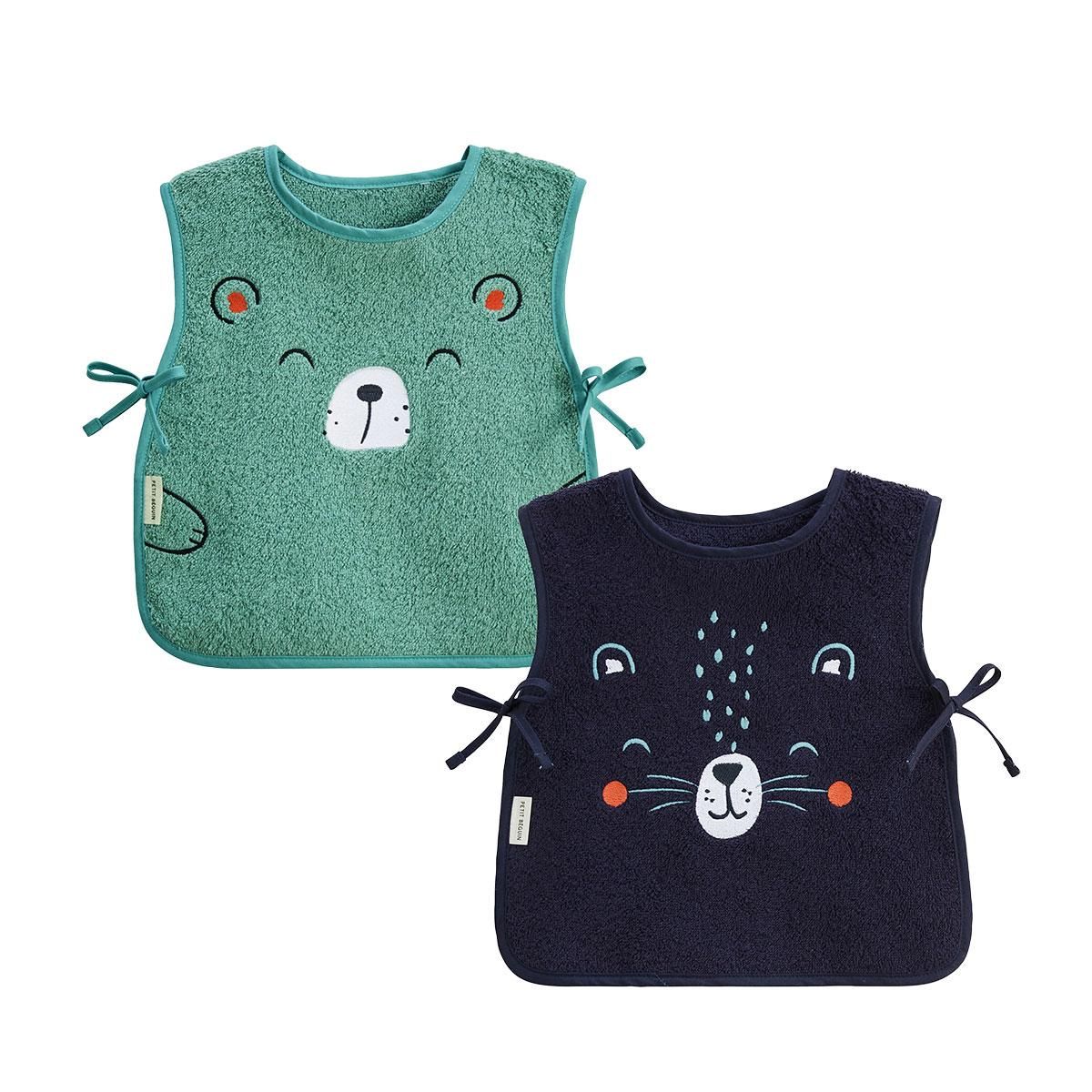 Petit Béguin Lot de 2 bavoirs bébé en éponge Cédric