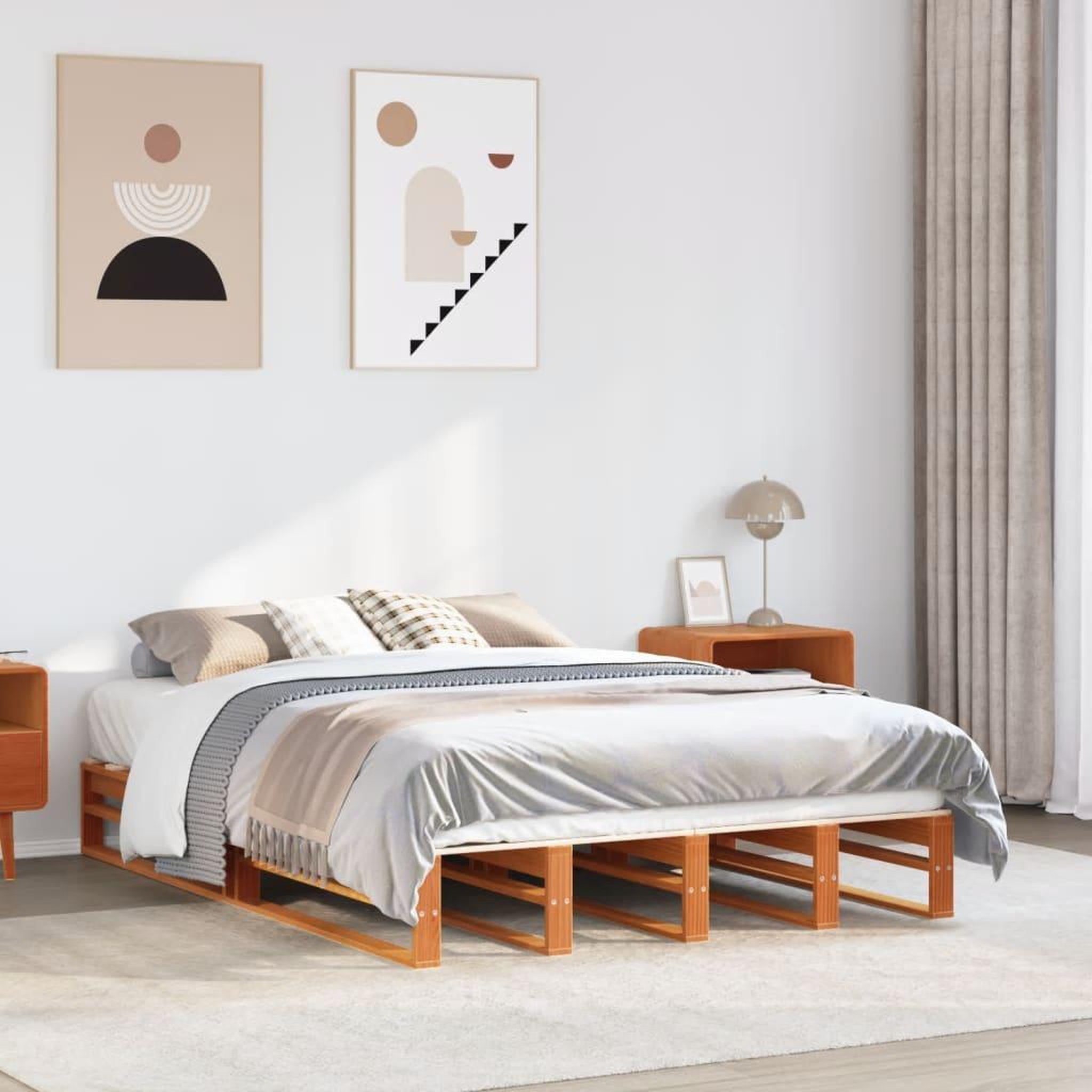 VIDAXL Cadre de lit sans matelas cire marron 140x200cm bois pin massif