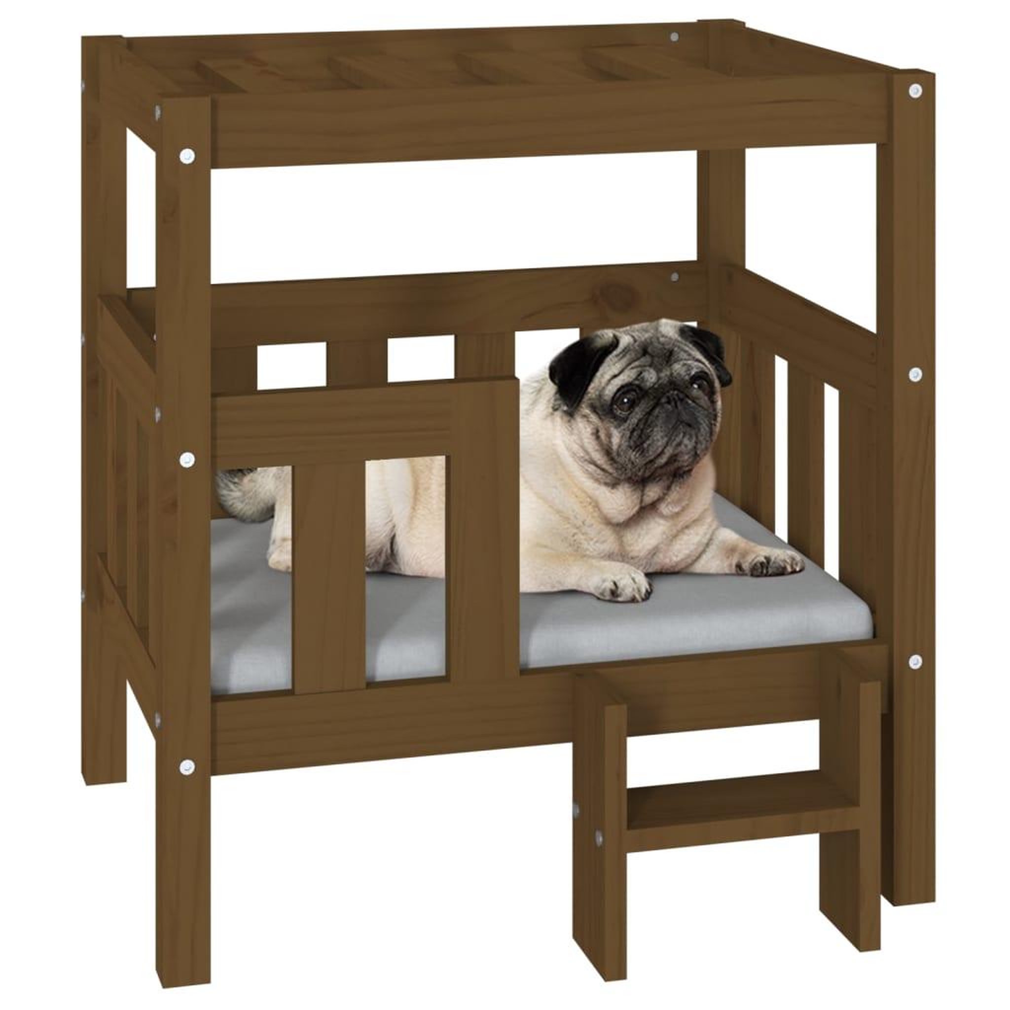 Voir la diapositive 4 : VIDAXL Lit pour chien Marron miel 65,5x43x70 cm Bois de pin solide