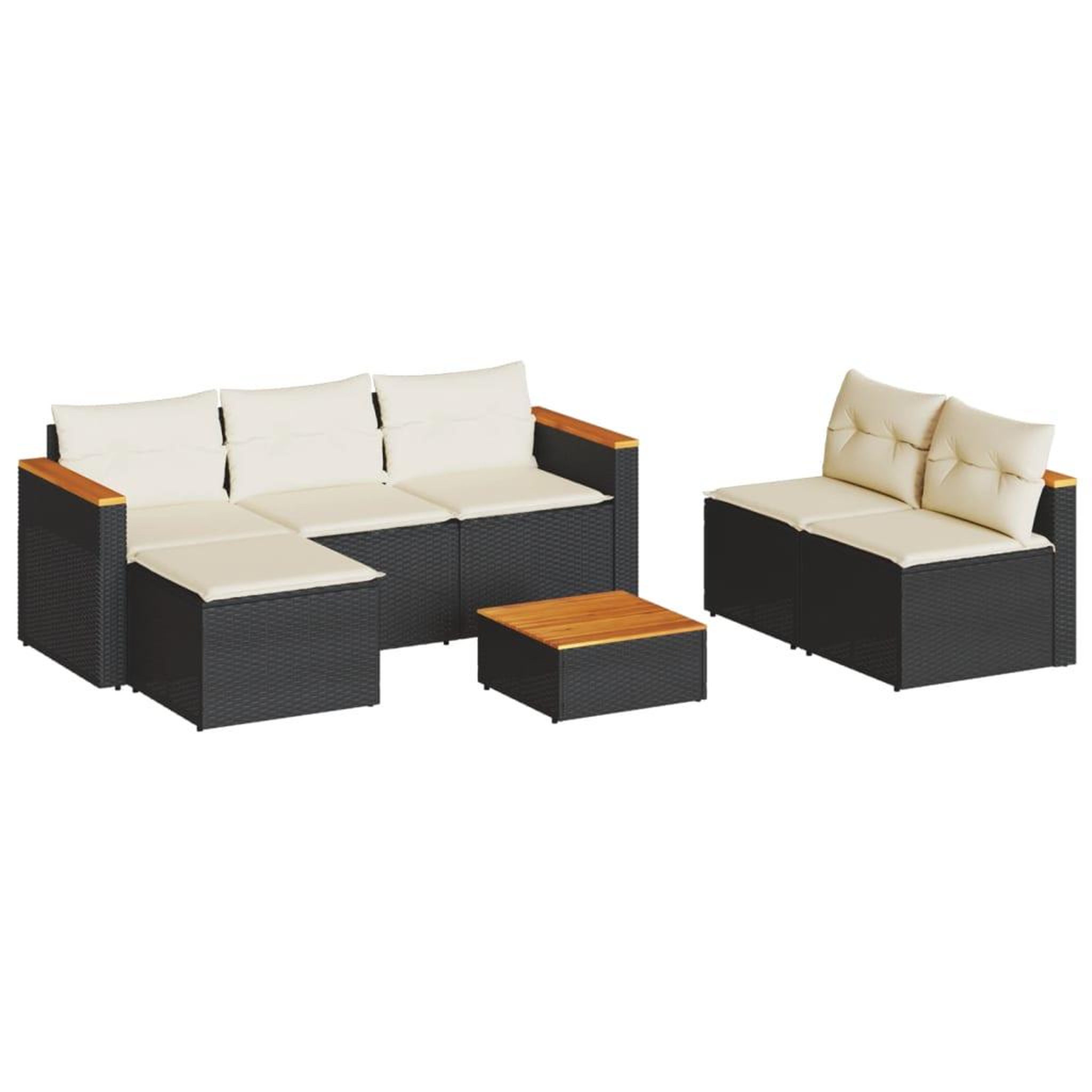 Voir la diapositive 2 : VIDAXL Salon de jardin 5 pcs avec coussins noir resine tressee acacia