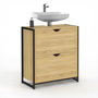Voir la diapositive 3 : ID MARKET Meuble sous-lavabo salle de bain 2 tiroirs DETROIT design industriel