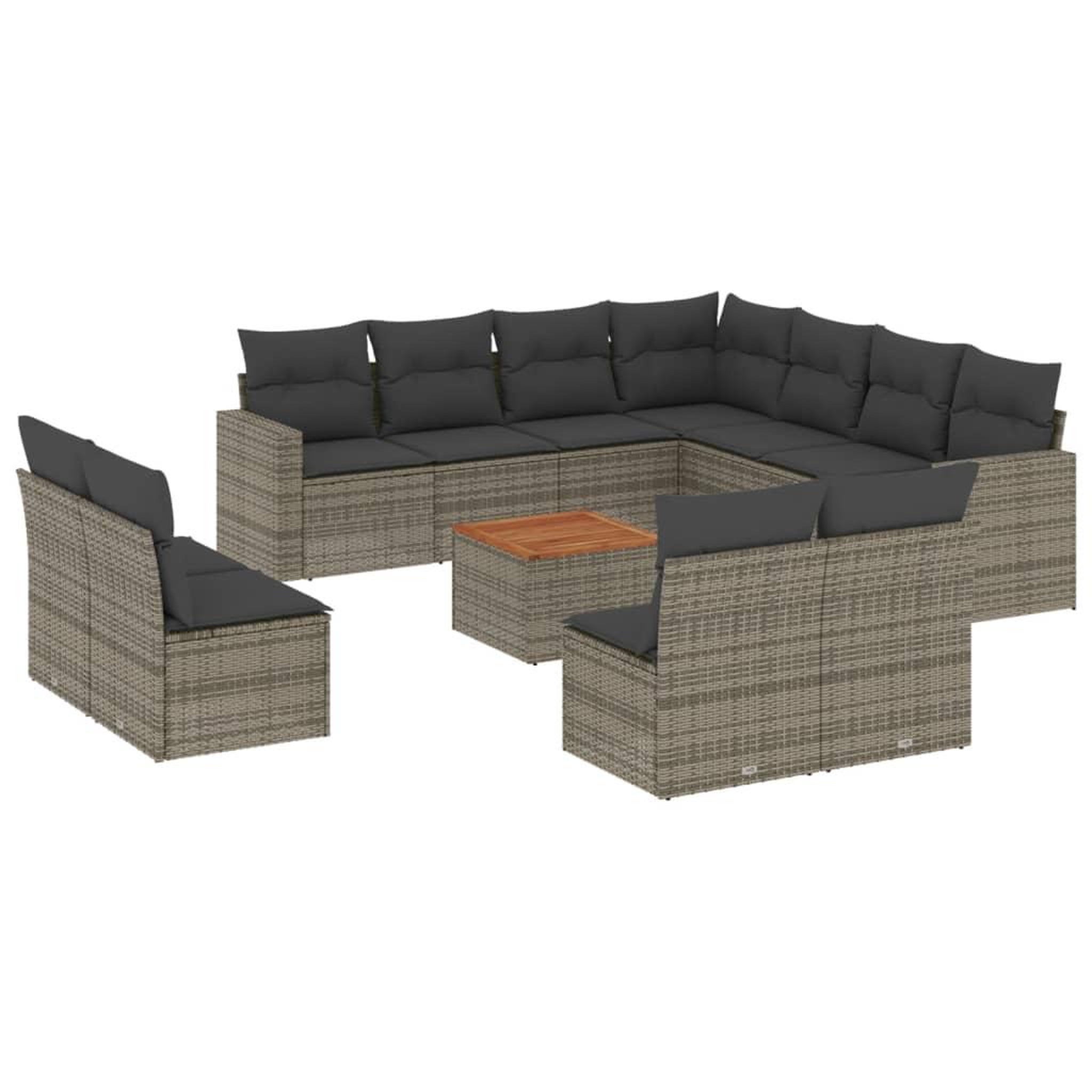 Voir la diapositive 2 : VIDAXL Salon de jardin avec coussins 12 pcs gris resine tressee