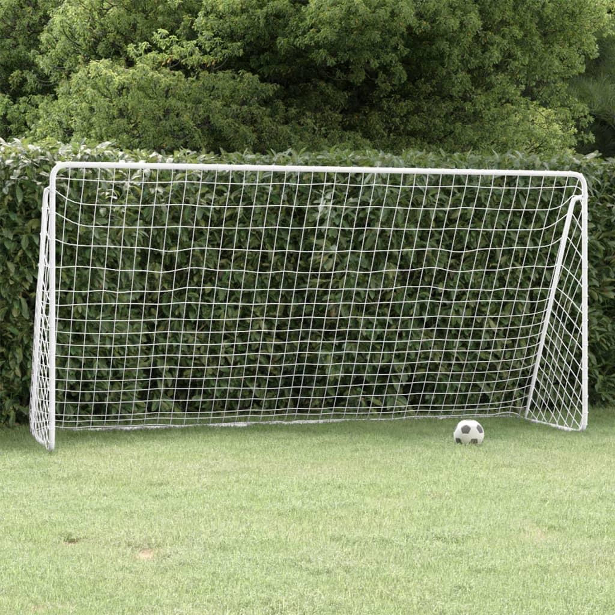 VIDAXL But de football avec filet Blanc 366x122x182 cm Acier