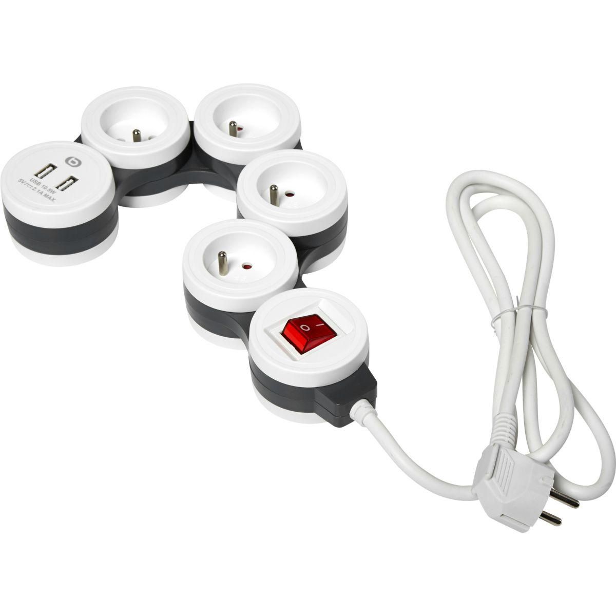 ESSENTIEL B Multiprise rotative 4 prises + 2 USB