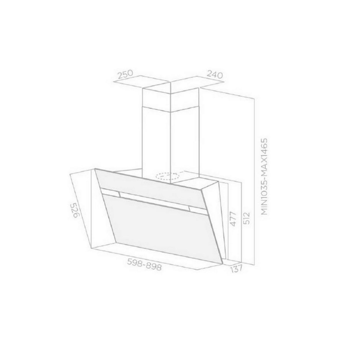TURBOAIR Hotte décorative inclinée 60cm 625m3/h noir - PRF0107819