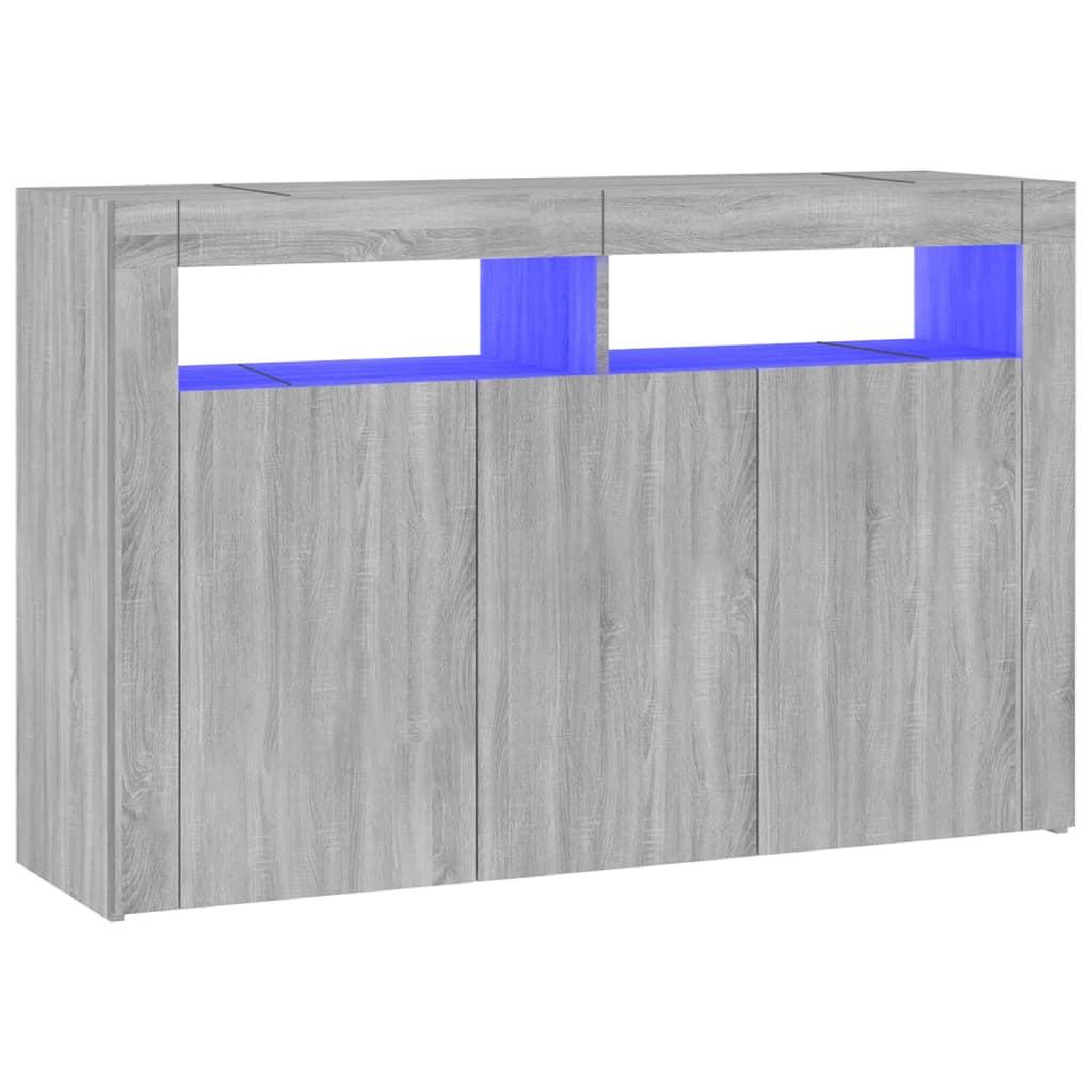 Voir la diapositive 2 : VIDAXL Buffet avec lumieres LED sonoma gris 115,5x30x75 cm
