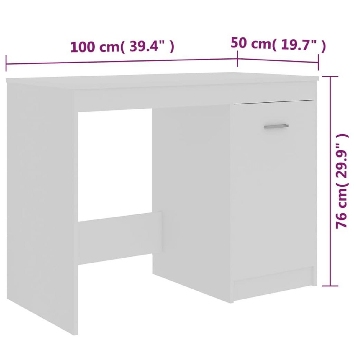VIDAXL Bureau Blanc 100x50x76 cm Bois d'ingenierie