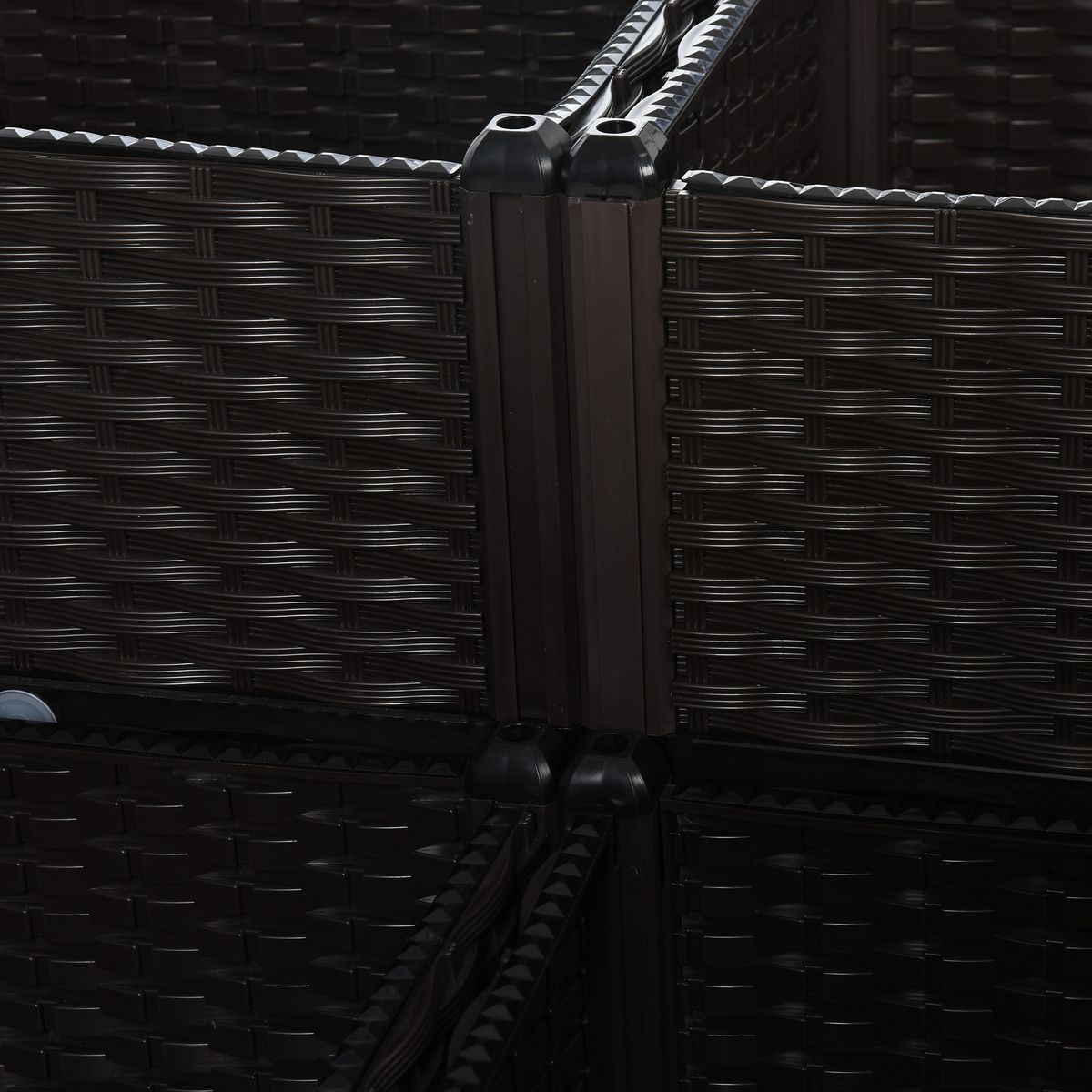 OUTSUNNY Jardinière sur pieds carré potager 2 étages dim. 80L x 80l x 44H cm insert d'irrigation plastique imitation rotin tressé chocolat