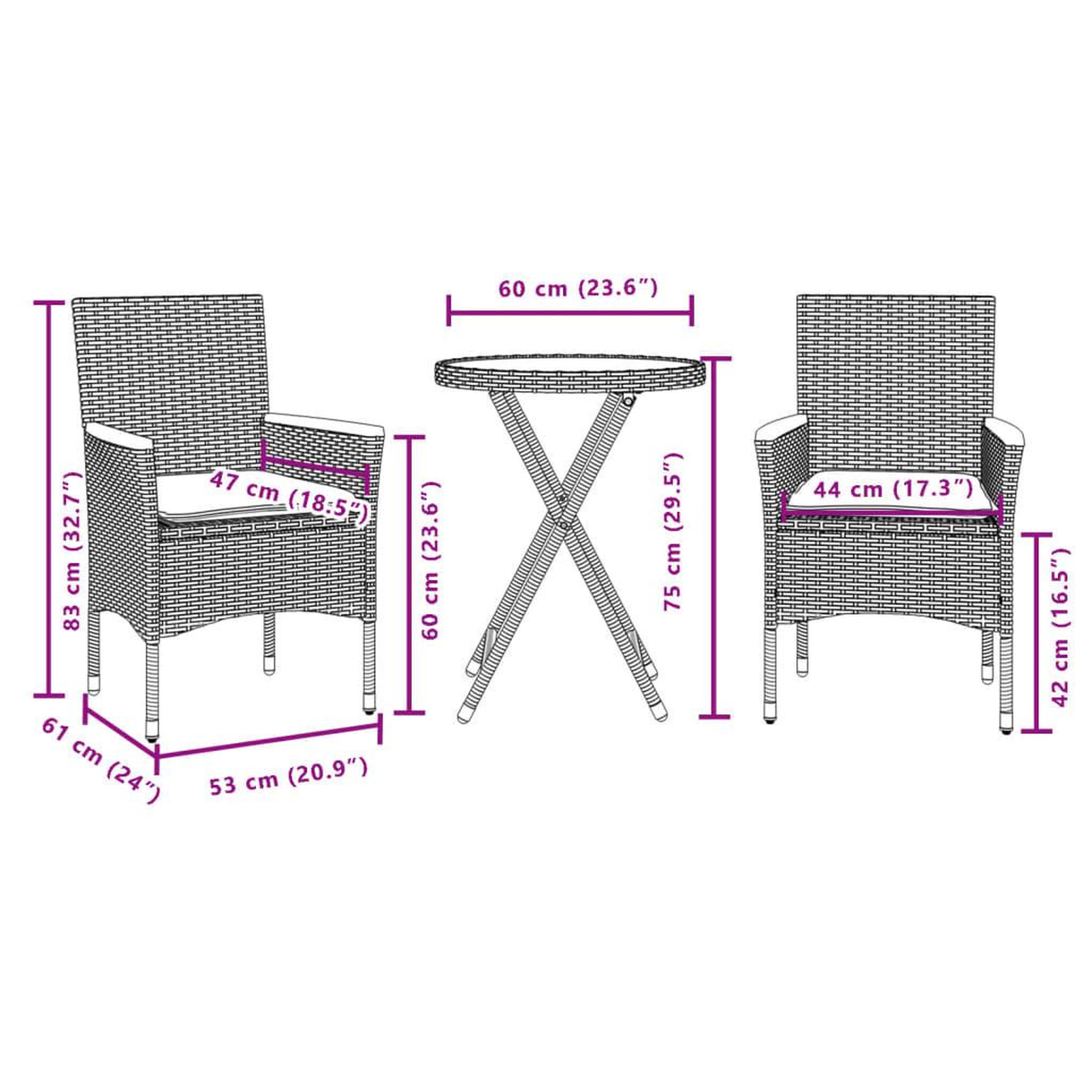 Voir la diapositive 6 : VIDAXL Ensemble de bistro avec coussins 3 pcs gris rotin et acacia