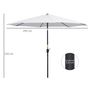 Voir la diapositive 3 : OUTSUNNY Parasol en métal rond polyester 180g/m² manivelle inclinable Ø 3 x 2,45 m blanc