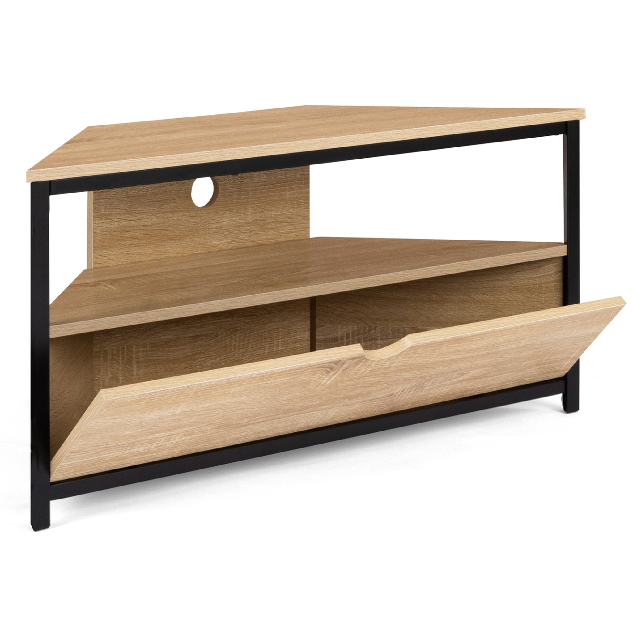 Voir la diapositive 4 : ID MARKET Meuble tv 100 cm d'angle detroit avec placard design industriel