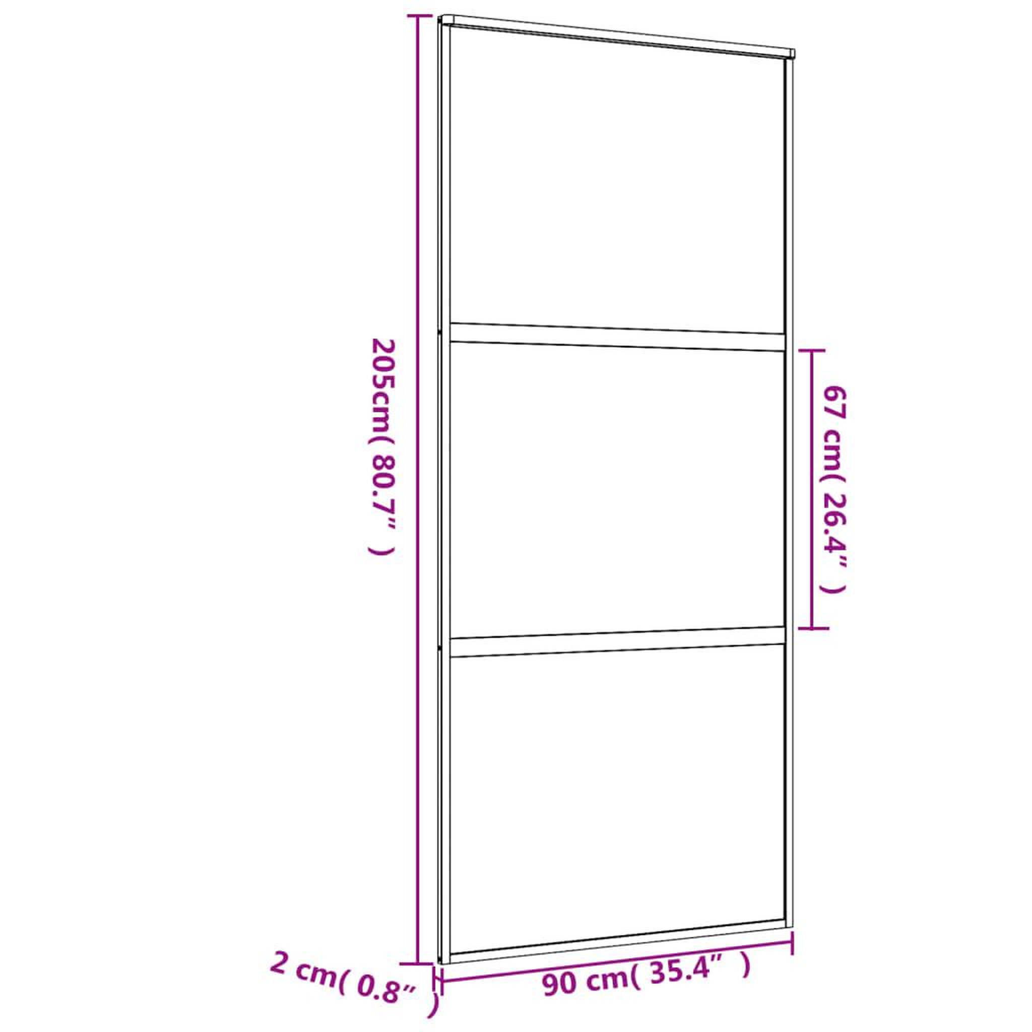 Voir la diapositive 6 : VIDAXL Porte coulissante dore 90x205 cm verre ESG depoli et aluminium