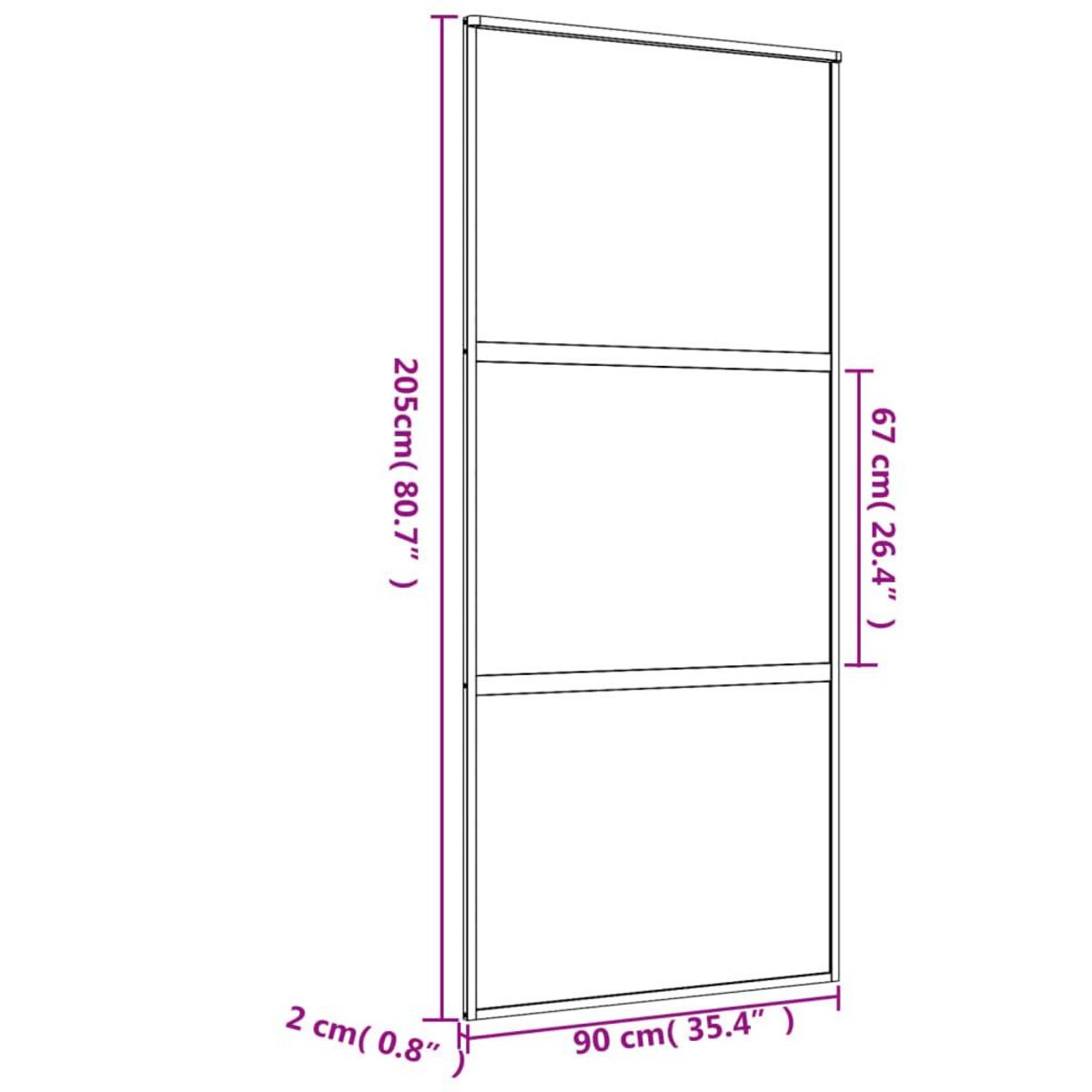 VIDAXL Porte coulissante dore 90x205 cm verre ESG depoli et aluminium