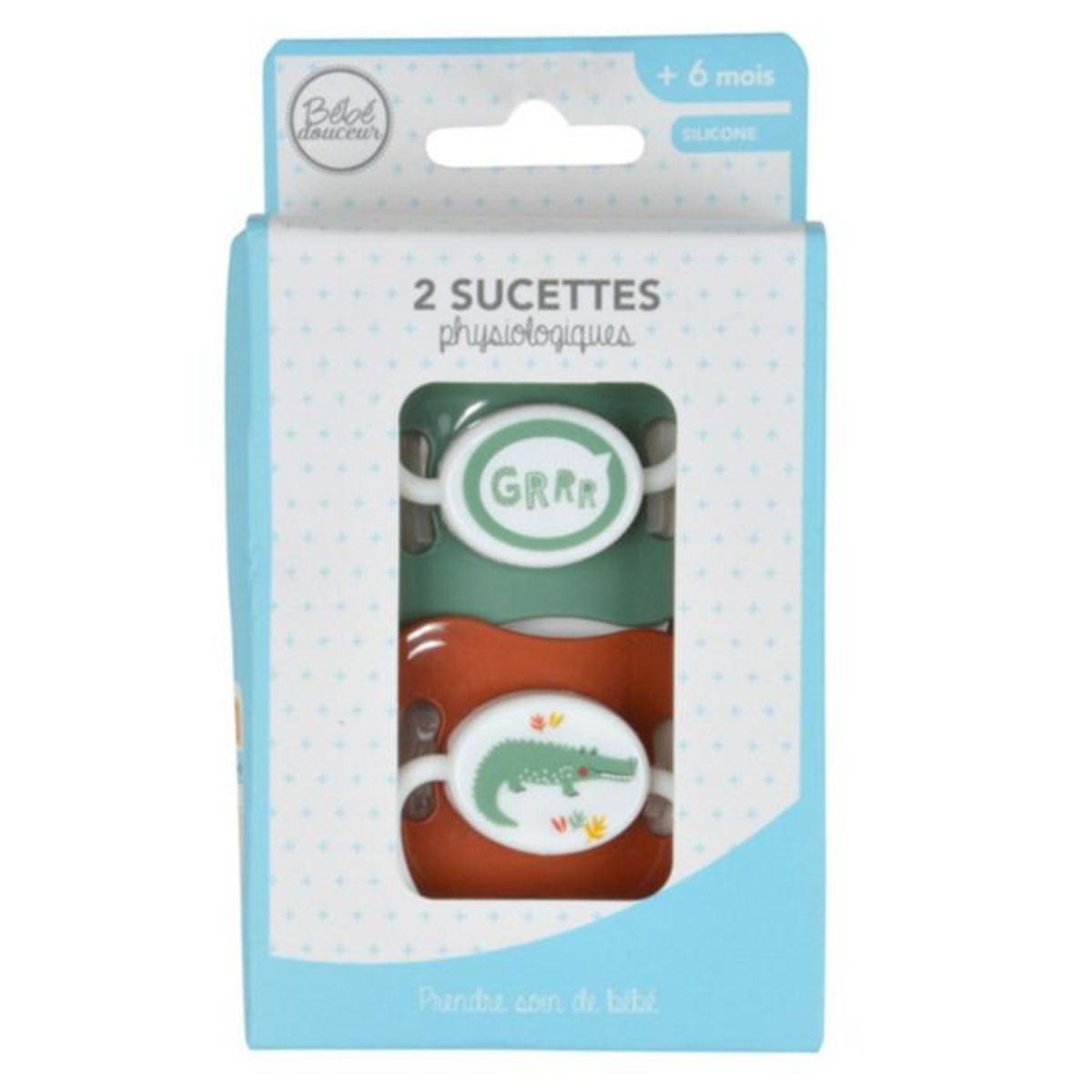 Paris Prix Lot de 2 Sucettes Bébé Crocodile  Sweet Savane  +6 Mois Vert