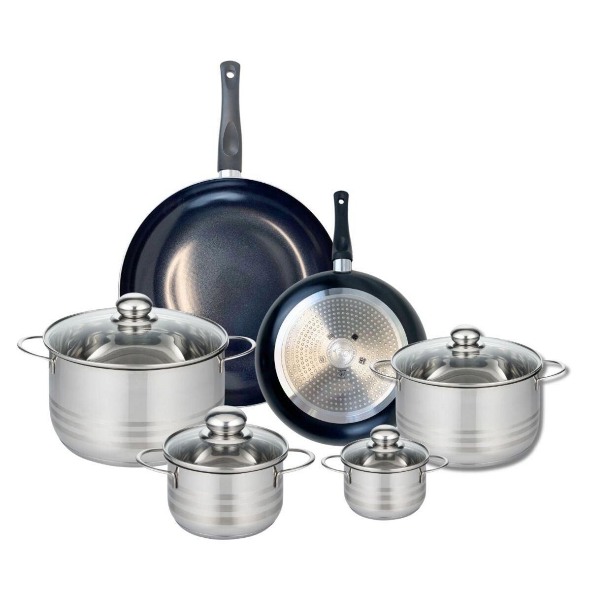 ELO Ensemble de 2 Poêles de cuisson 24 et 32 cm et 4 faitouts 12, 16, 20 et 24 cm Elo Prima Brillant