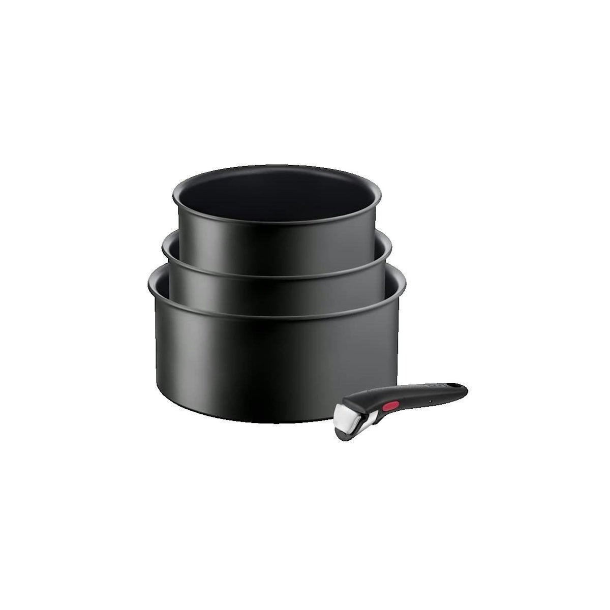TEFAL Casseroles Tefal Titanium Pro Ensemble 3 pièces Noir avec Poignée Amovible