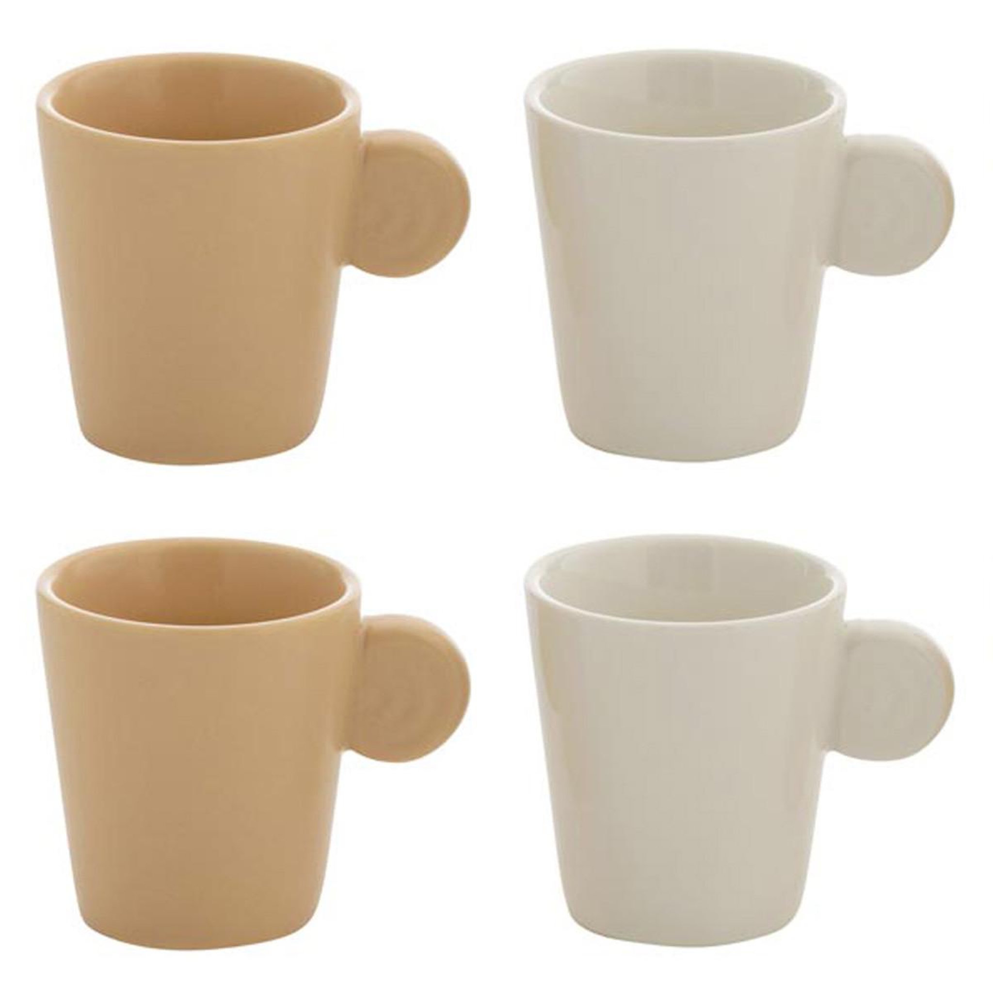 J-LINE Lot de 4 tasses  avery  22cl crème & blanc