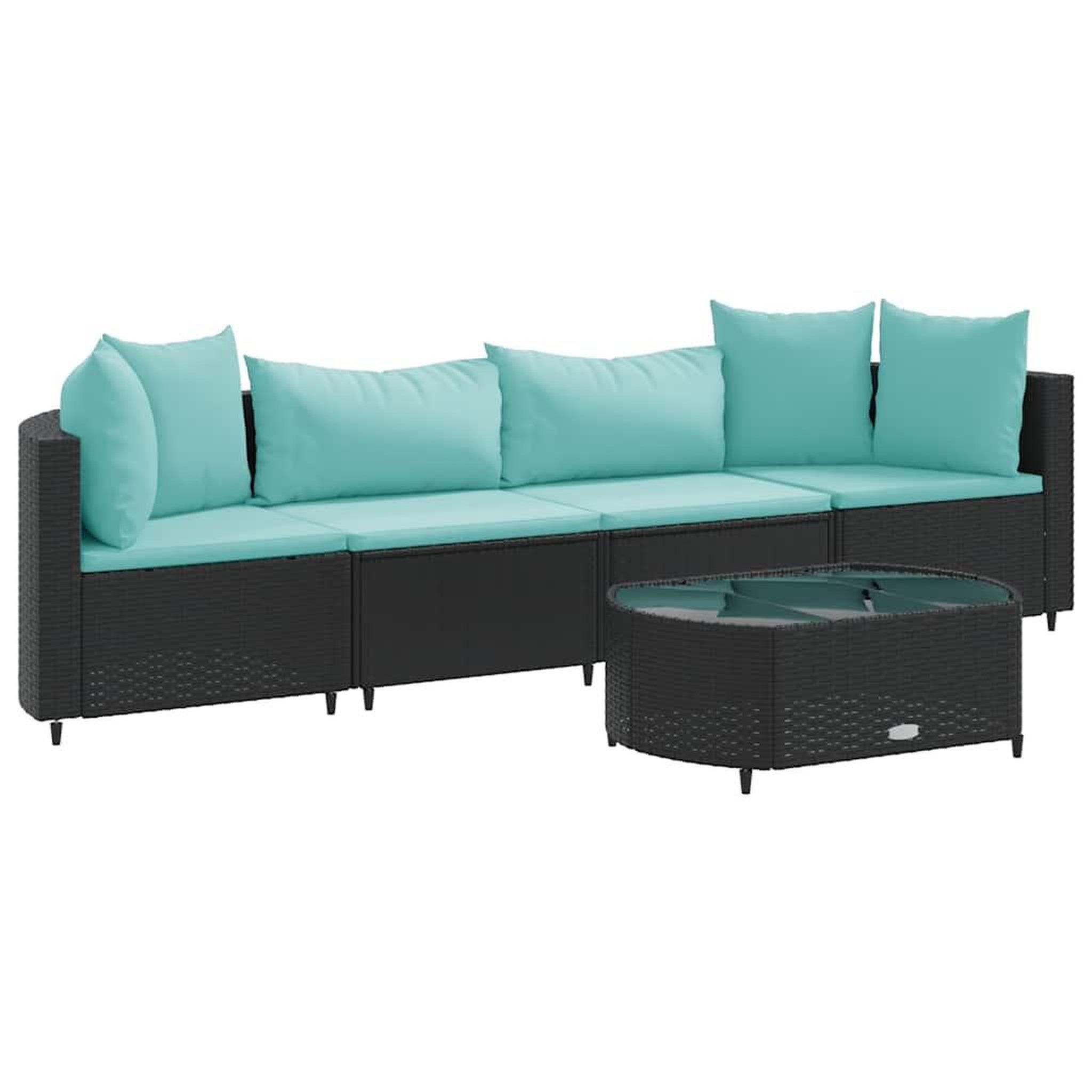 Voir la diapositive 2 : VIDAXL Salon de jardin 5 pcs avec coussins noir resine tressee