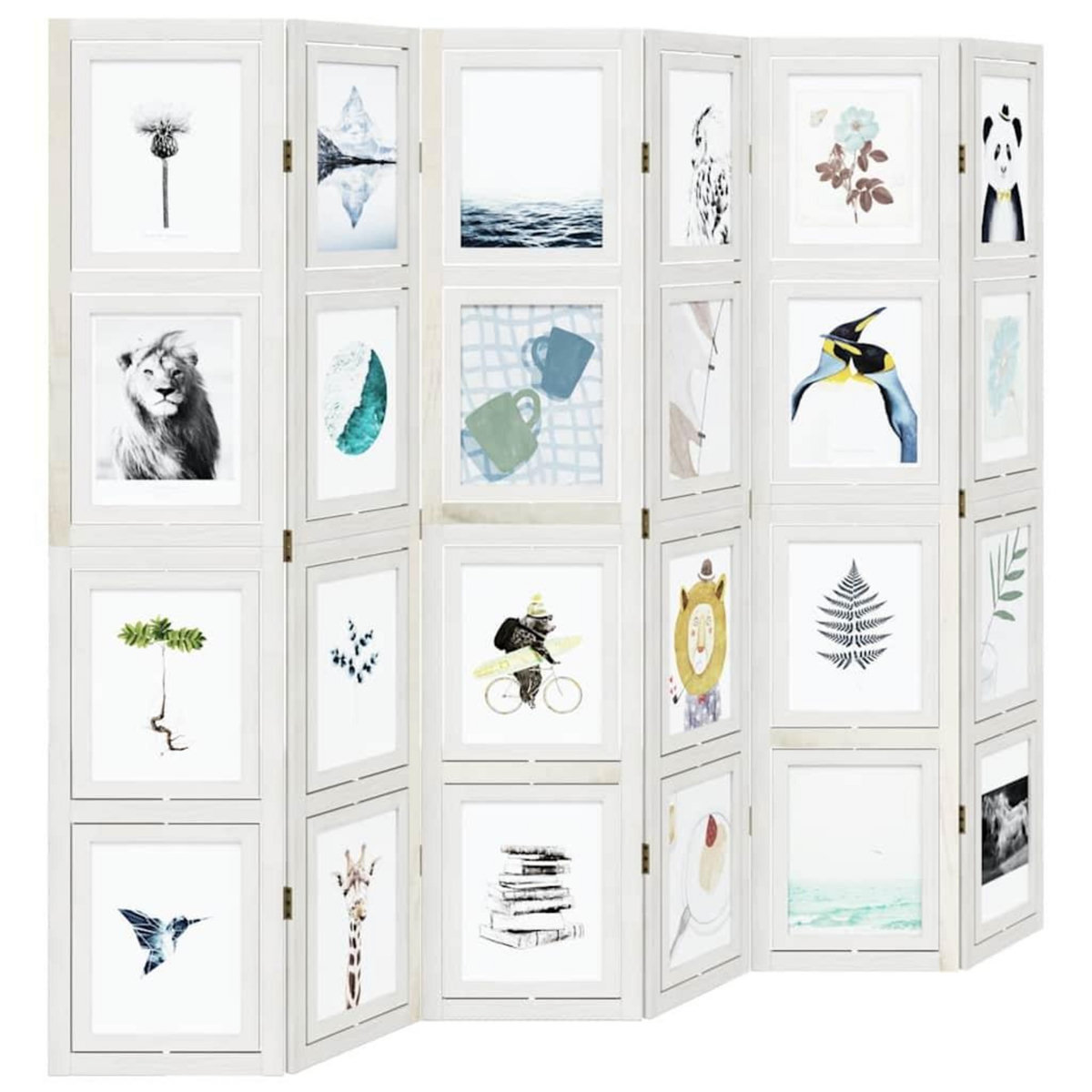 VIDAXL Cloison de separation 6 panneaux blanc bois de paulownia massif