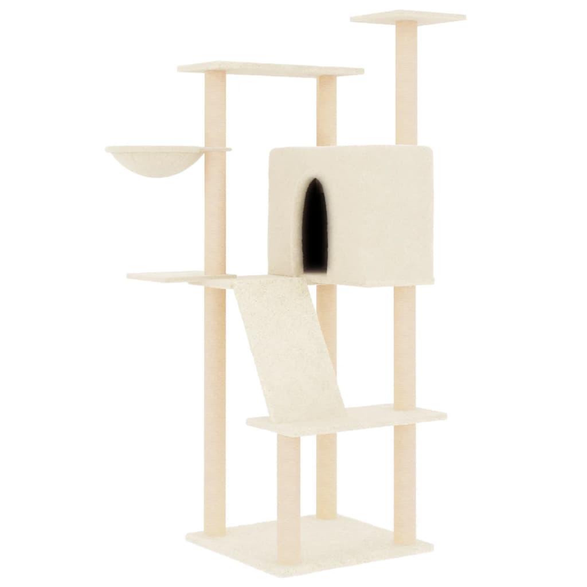 Voir la diapositive 2 : VIDAXL Arbre a chat avec griffoirs en sisal creme 143 cm