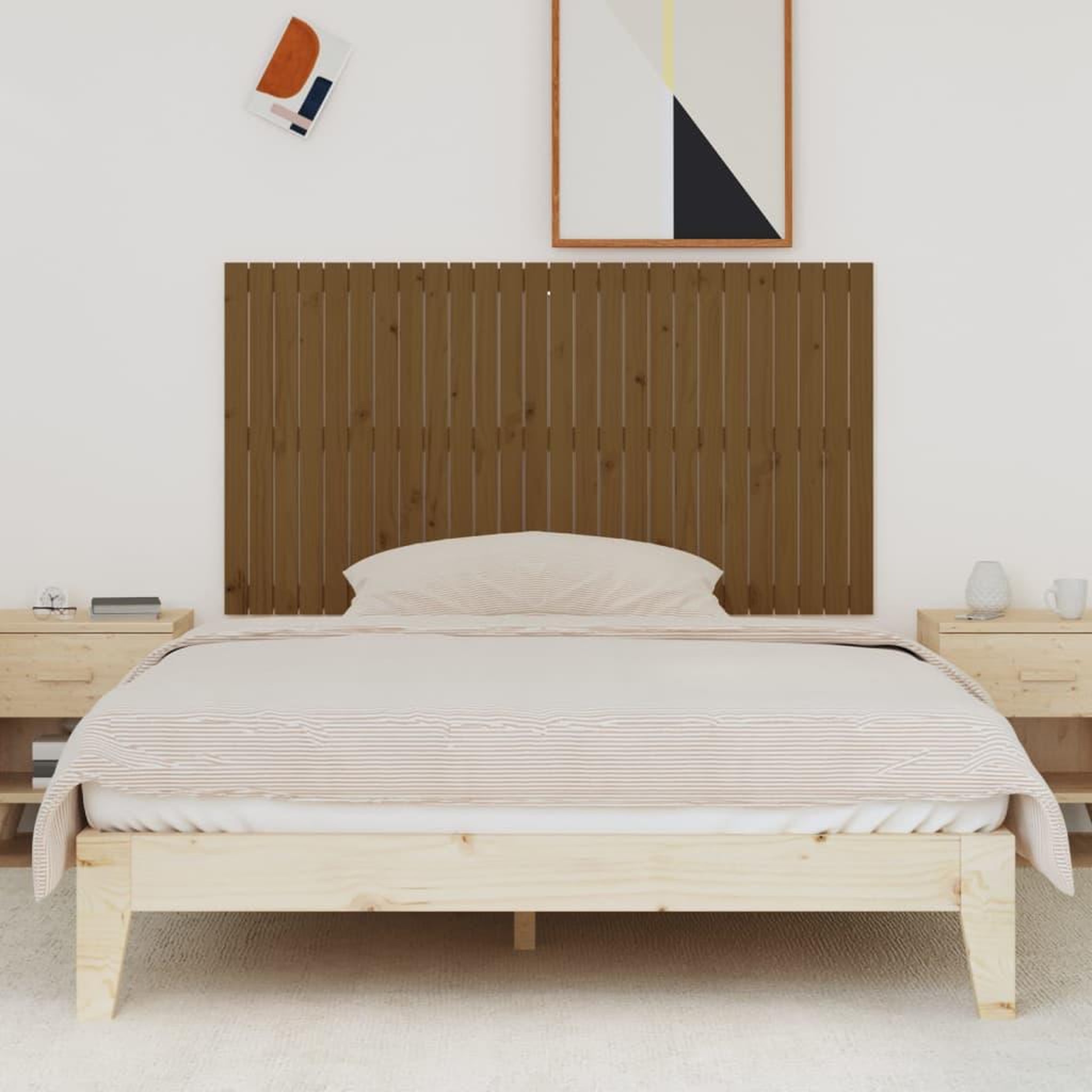 Voir la diapositive 3 : VIDAXL Tete de lit murale Marron miel 166x3x90 cm Bois massif de pin