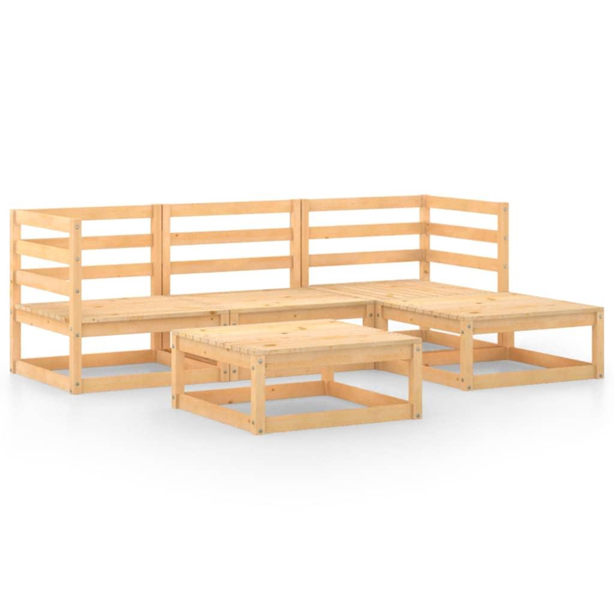 Voir la diapositive 3 : VIDAXL Salon de jardin 5 pcs Bois de pin massif