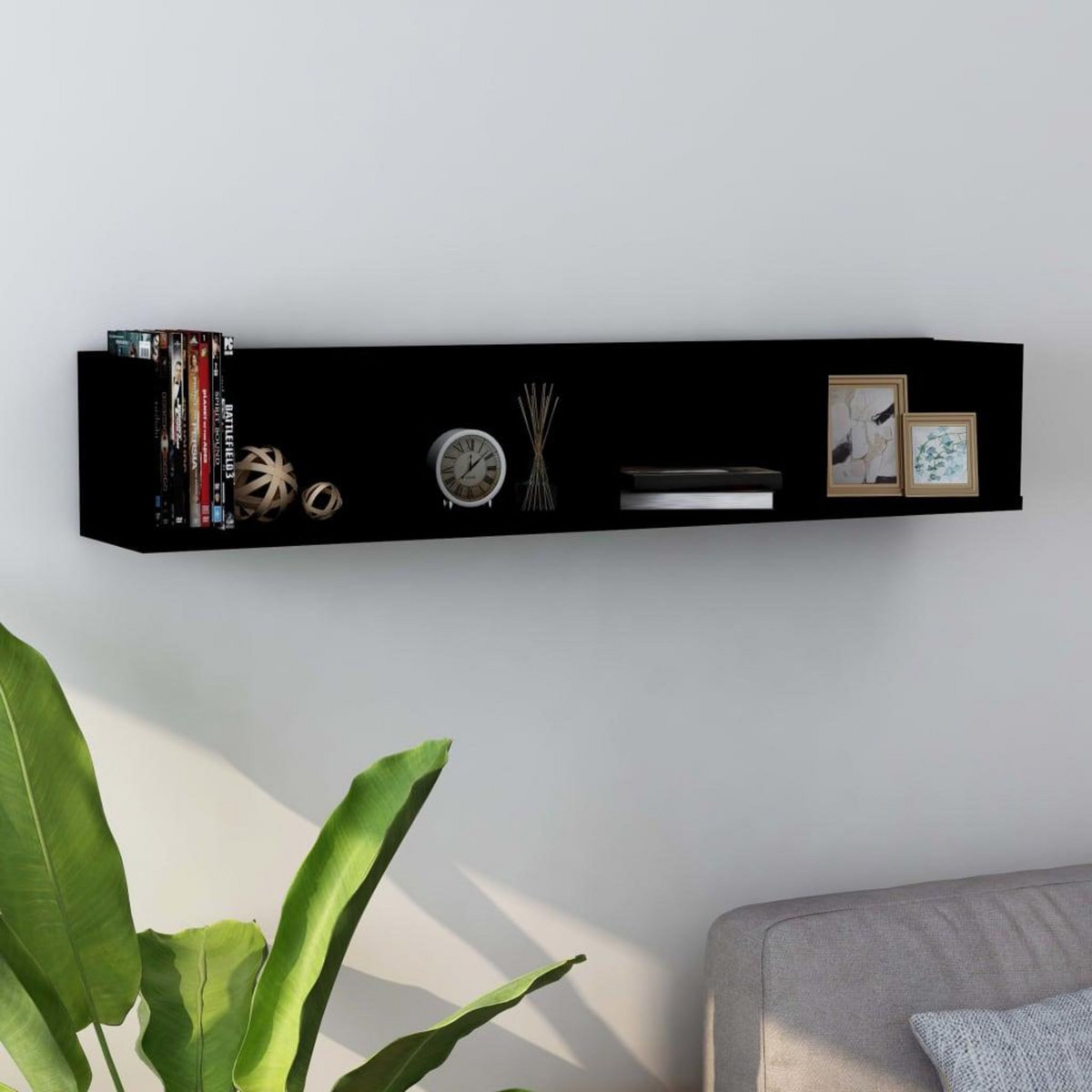 VIDAXL Etagere murale a CD Noir 100x18x18 cm Bois d'ingenierie