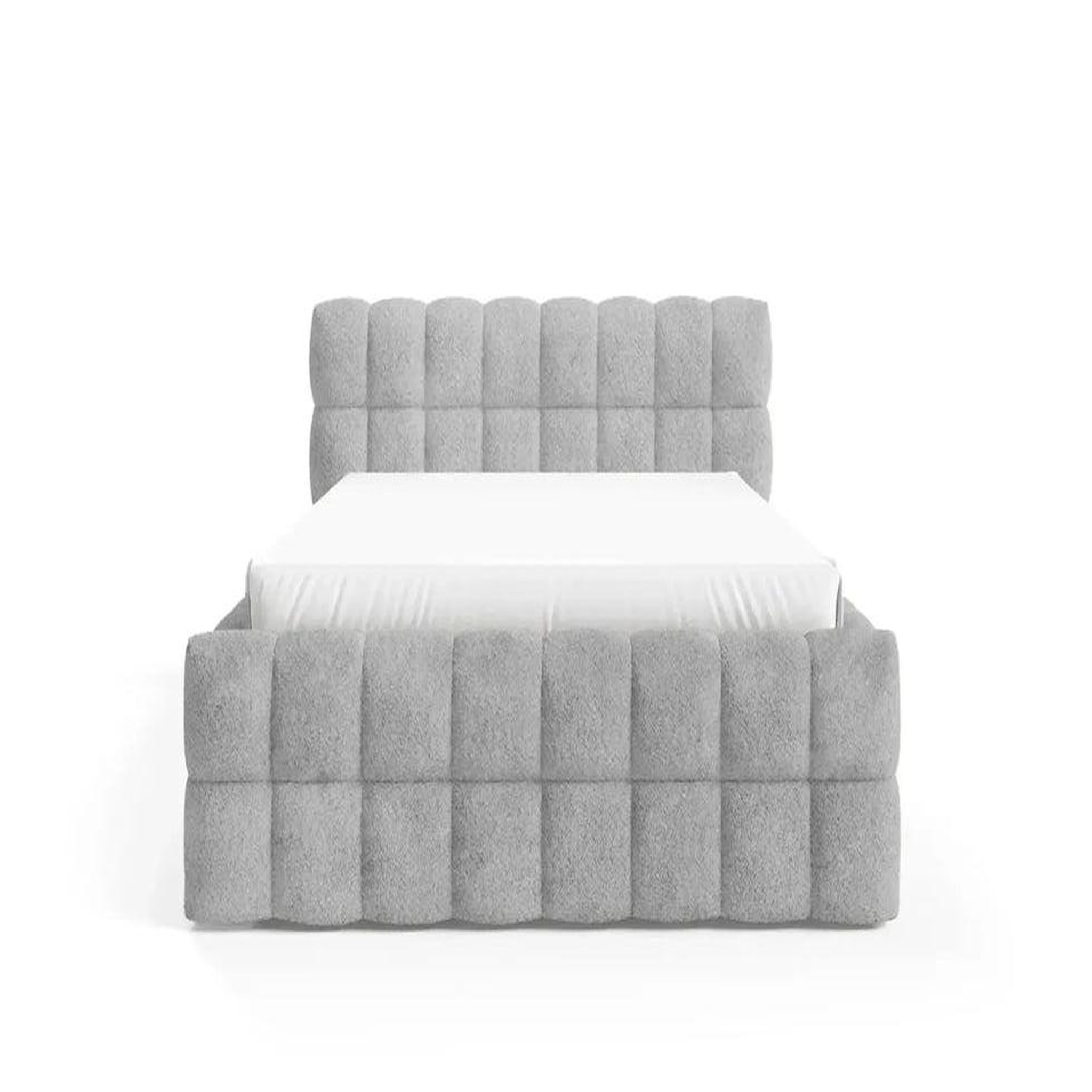 CASANOVA PARIS Voltaire - lit coffre tissu bouclette gris clair. Coloris disponibles : Gris