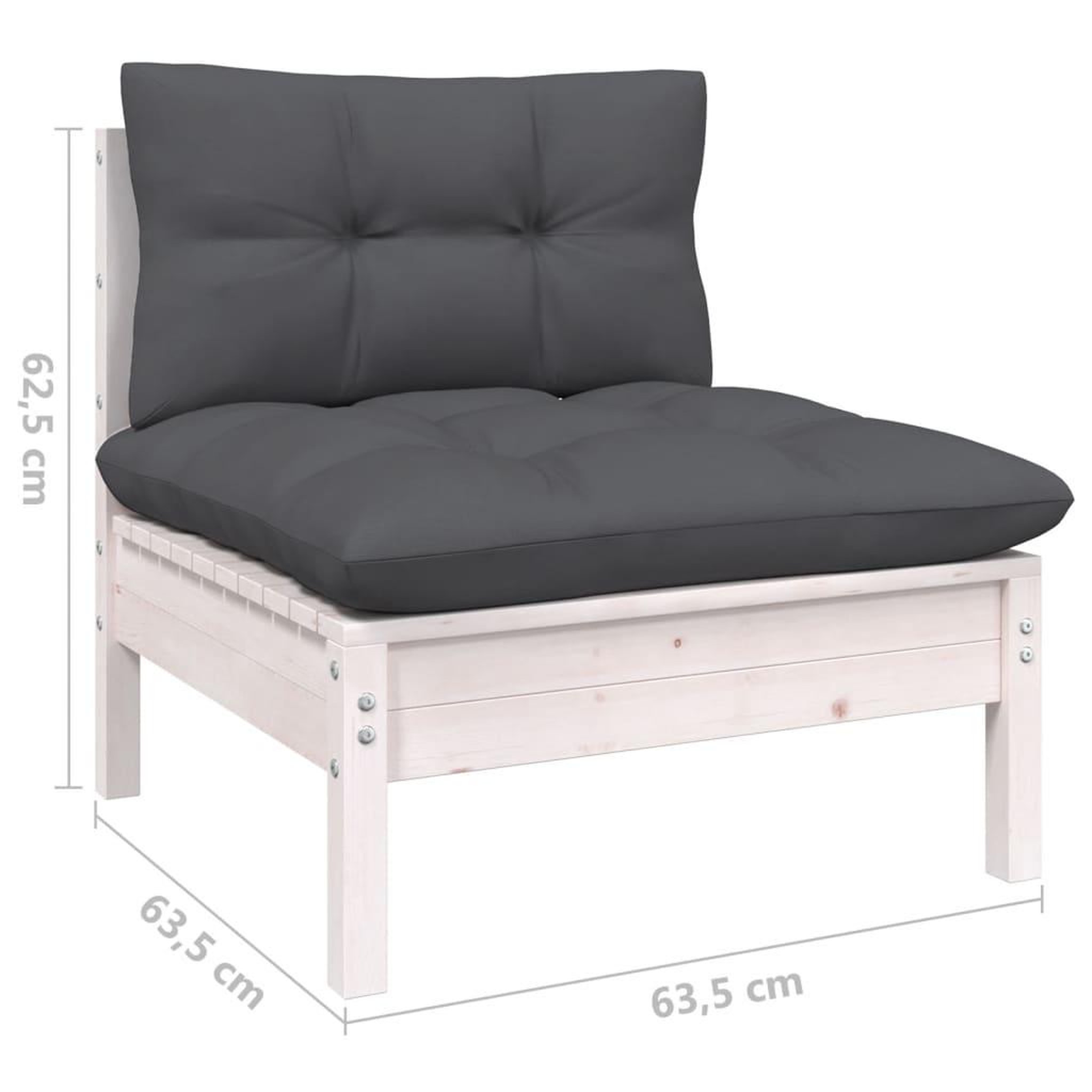 Voir la diapositive 6 : VIDAXL Salon de jardin 14 pcs avec coussins blanc bois de pin solide