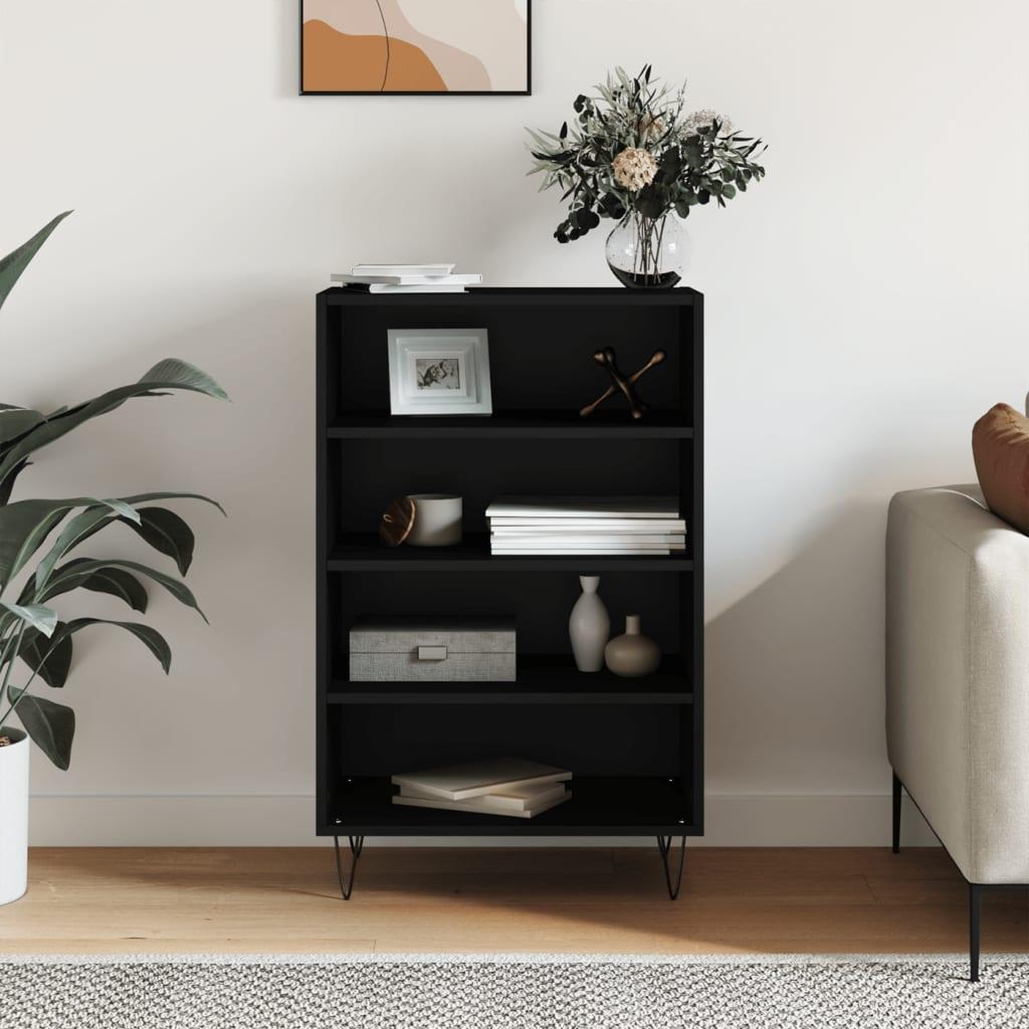 Voir la diapositive 1 : VIDAXL Buffet haut noir 57x35x90 cm bois d'ingenierie
