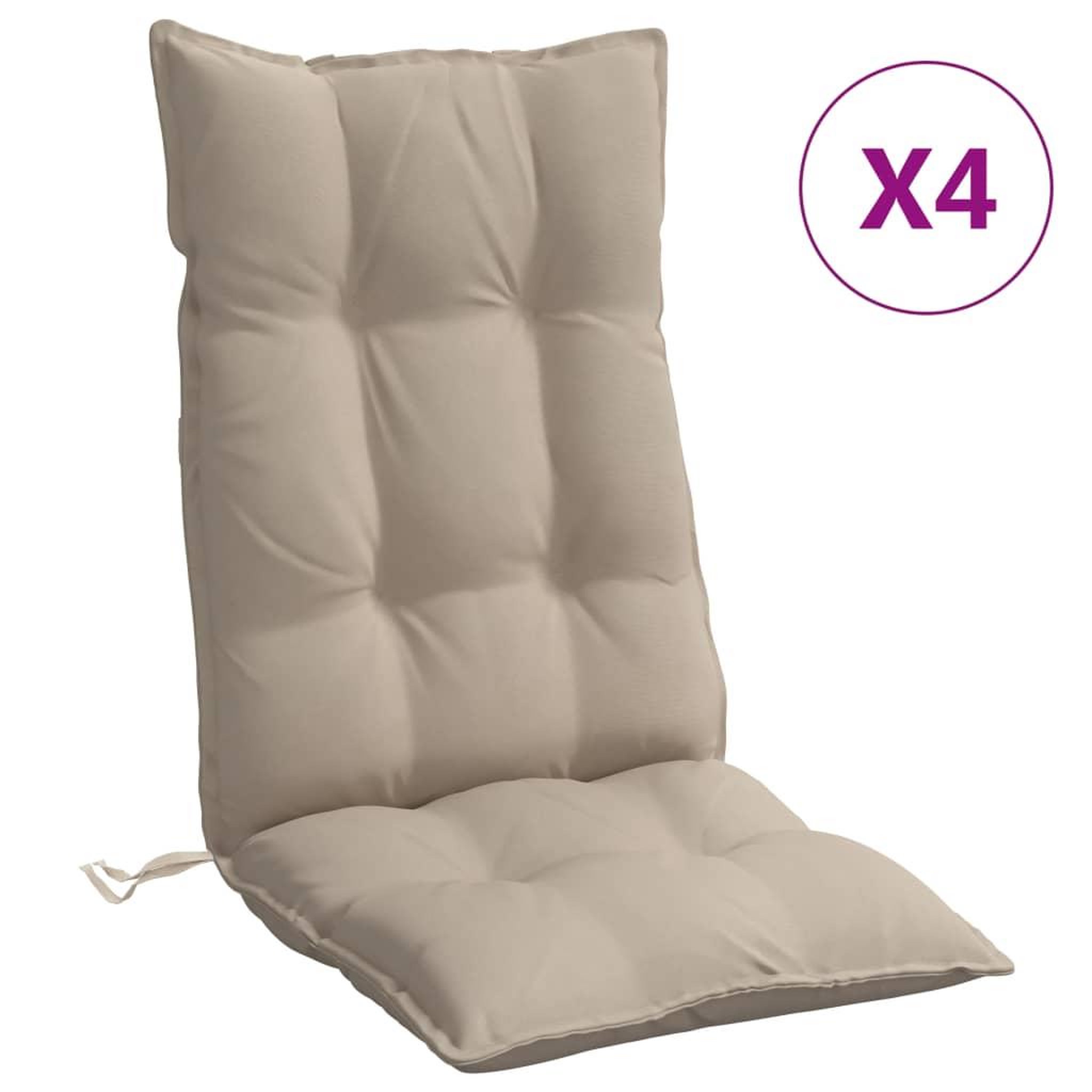 Voir la diapositive 2 : VIDAXL Coussins de chaise a dossier haut lot de 4 taupe tissu oxford