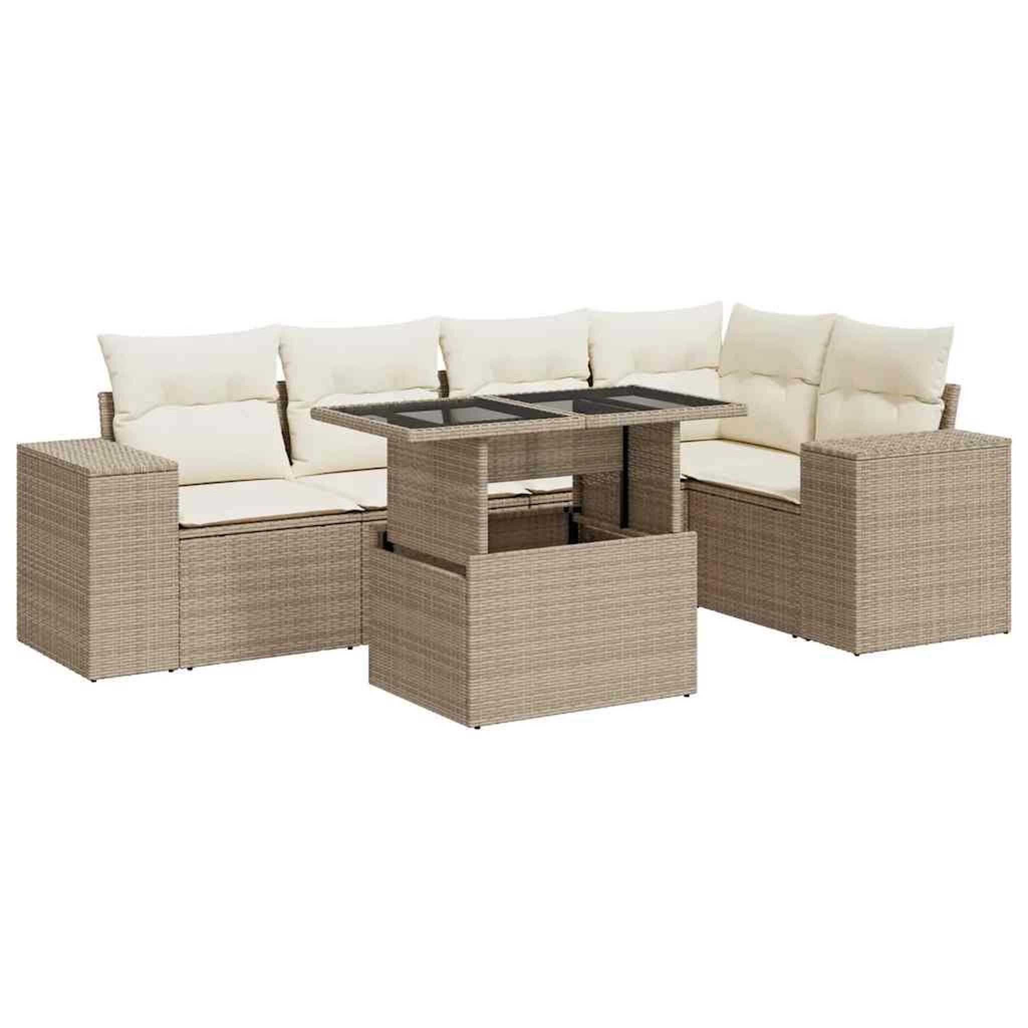 Voir la diapositive 2 : VIDAXL Salon de jardin avec coussins 6 pcs beige resine tressee