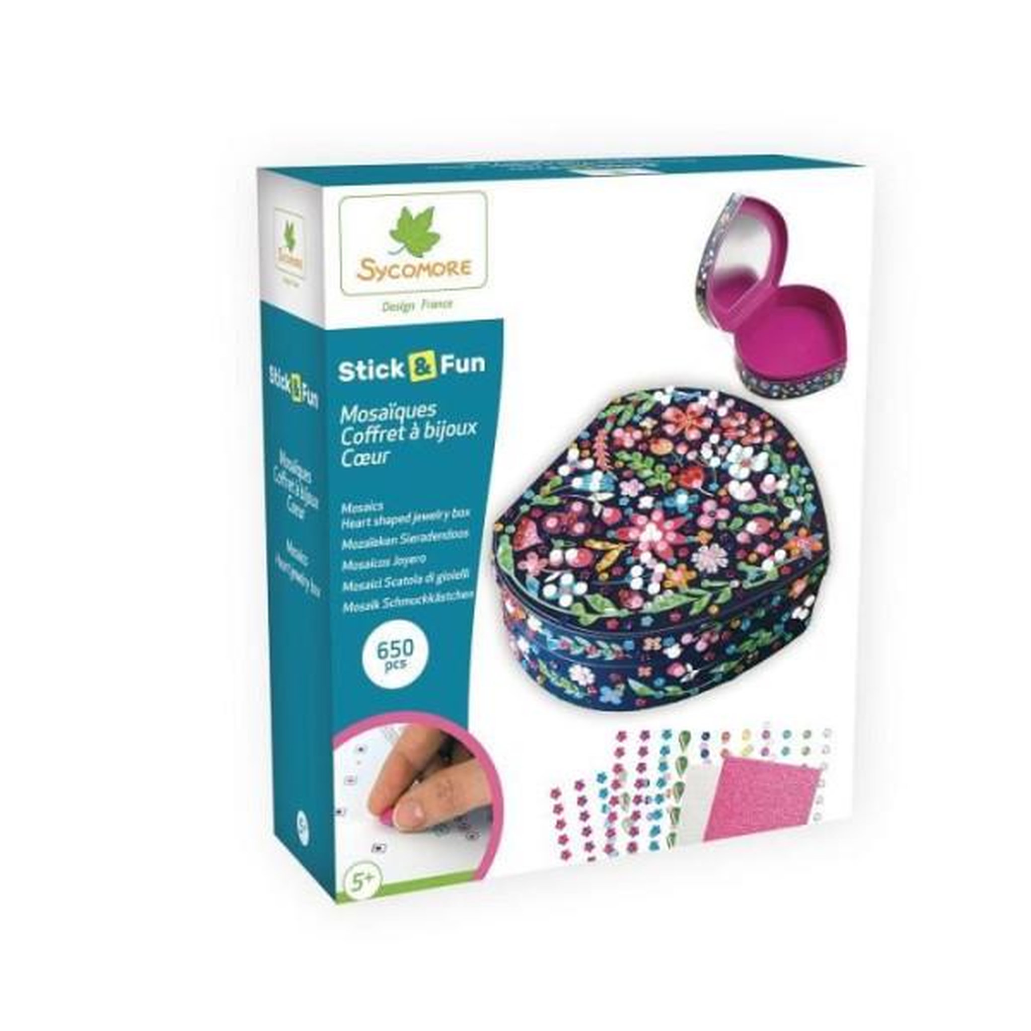 SYCOMORE Coffret a bijoux en forme de coeur avec mosaiques et joyaux étincelants - Sycomore
